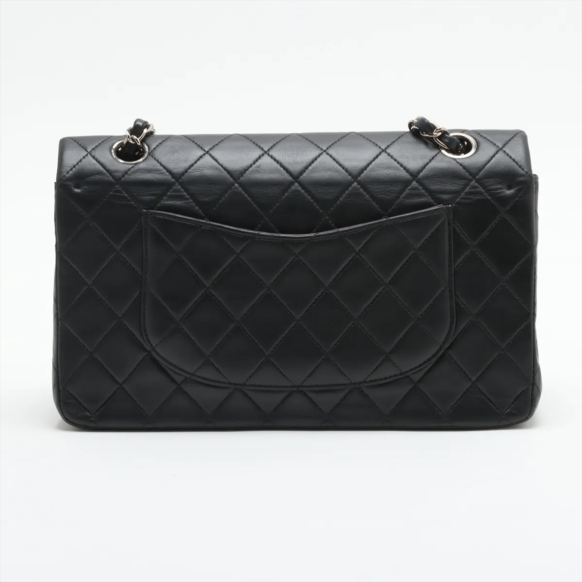 Matelasse 25 Lambskin Double Flap Double Chain Bag Black Silver Hardware 6171336 Series 6 A01112 — view 2