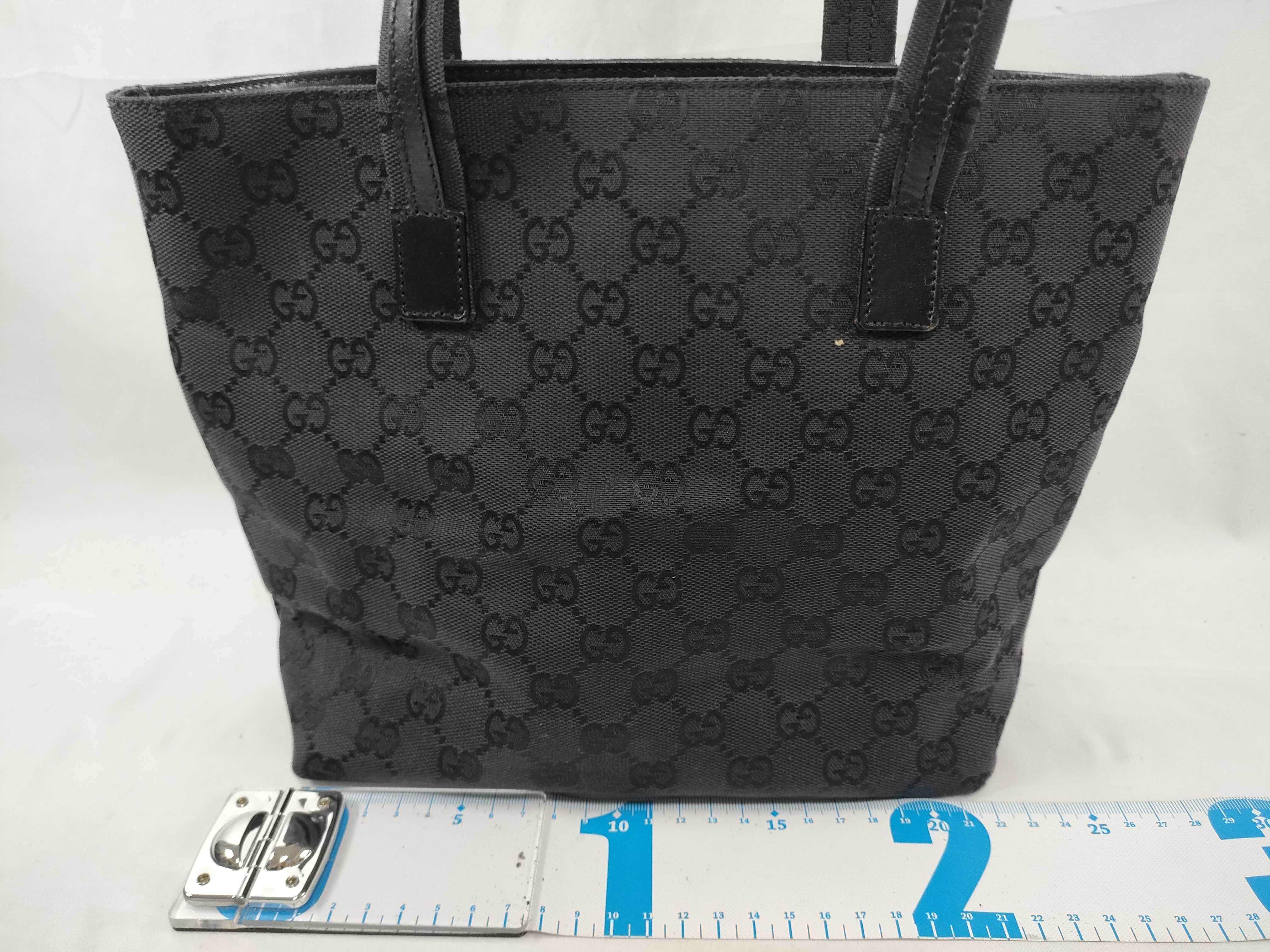 GG Canvas Handbag with Front Pocket, Black Tote Bag — view 2