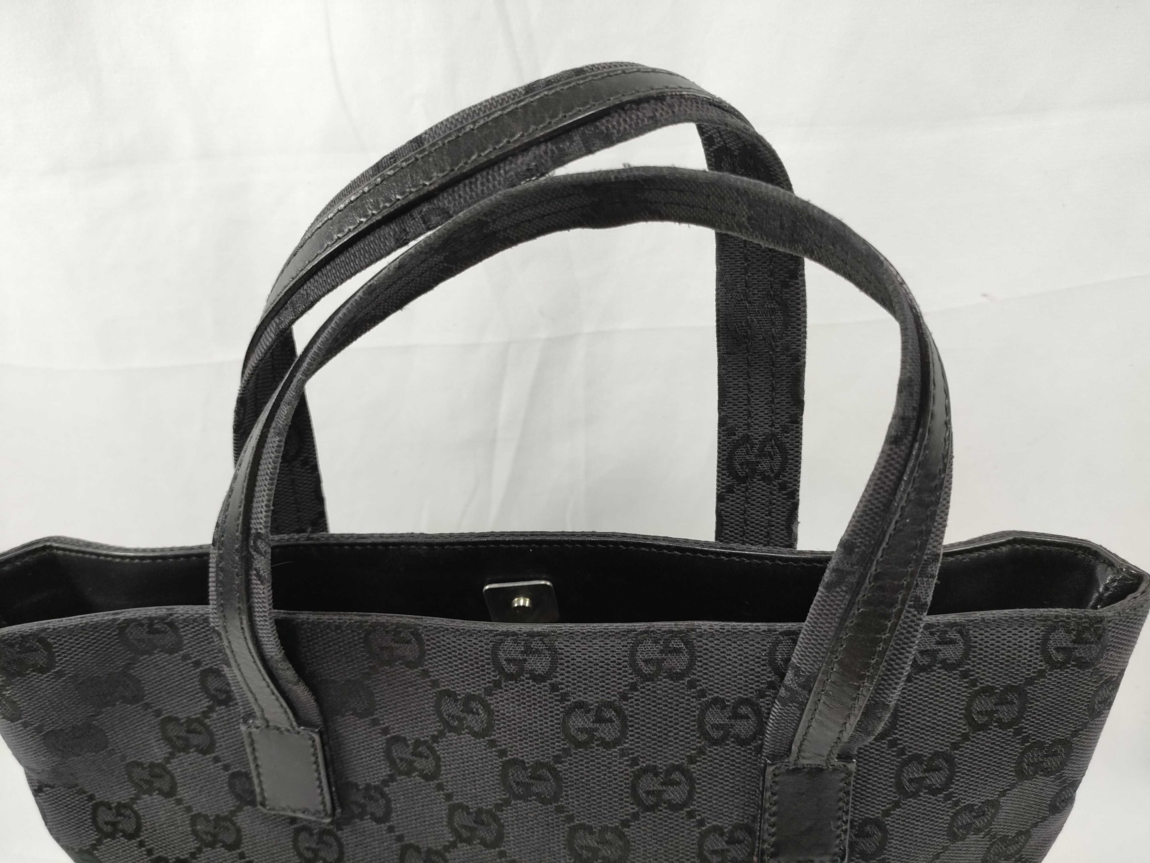 GG Canvas Handbag with Front Pocket, Black Tote Bag — view 3