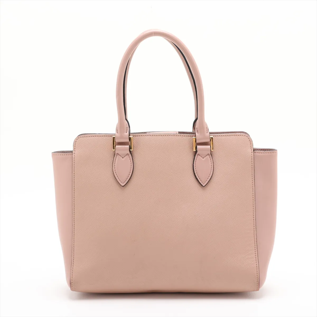 Saffiano Leather 2-Way Handbag, Beige — view 2