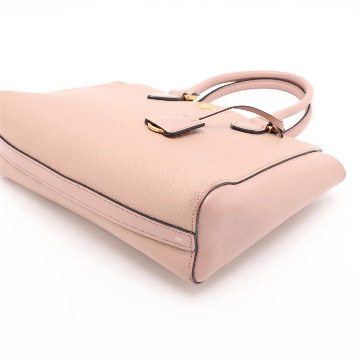 Saffiano Leather 2-Way Handbag, Beige — view 3