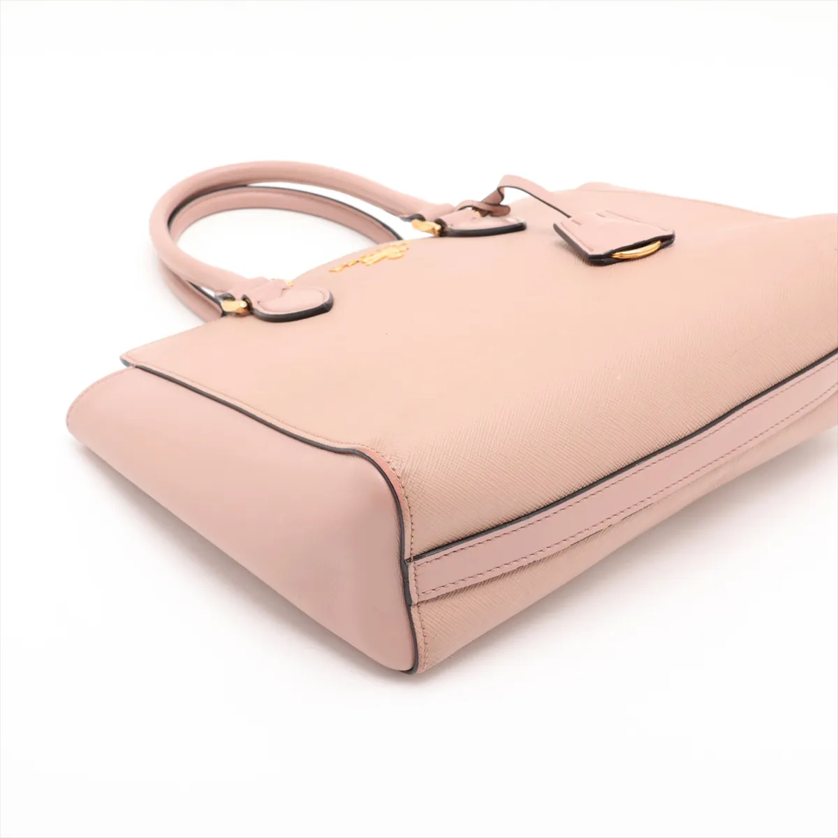 Saffiano Leather 2-Way Handbag, Beige — view 4