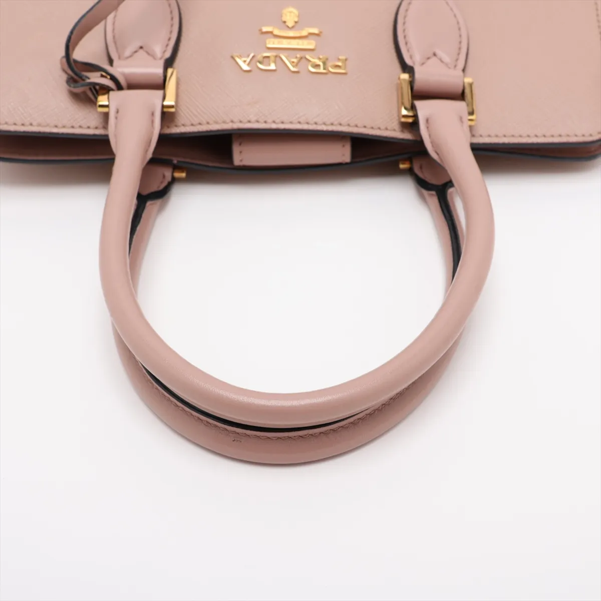 Saffiano Leather 2-Way Handbag, Beige — view 5