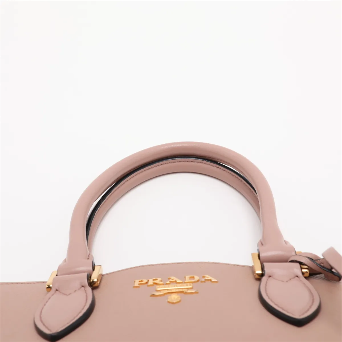Saffiano Leather 2-Way Handbag, Beige — view 6