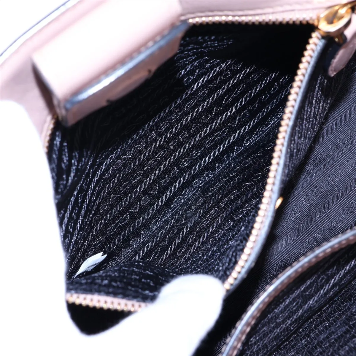 Saffiano Leather 2-Way Handbag, Beige — view 10