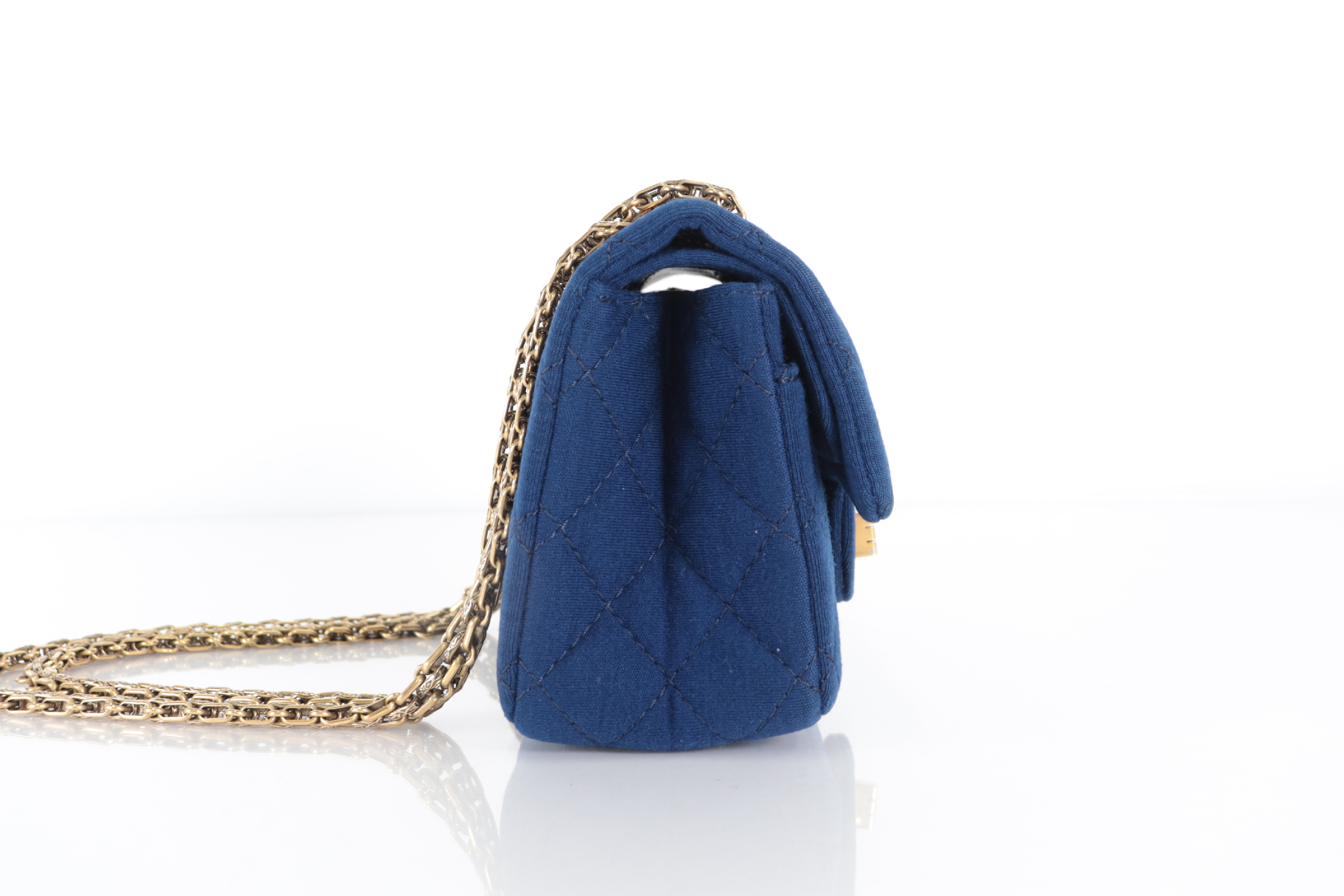 2.55 Mini Mat Double Flap Chain Shoulder Bag, Navy, Series 20s — view 4