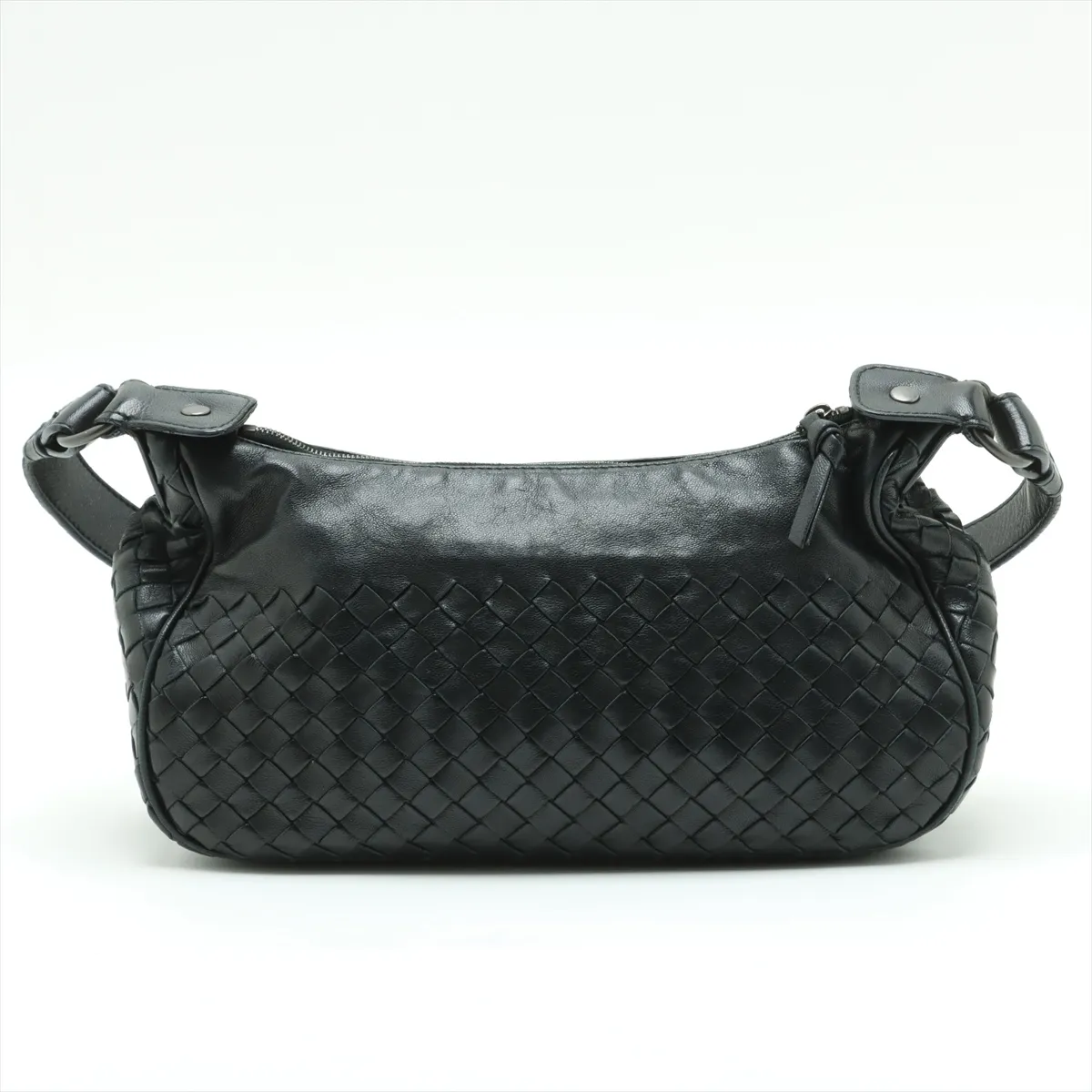Intrecciato Leather Shoulder Bag Black 143276 — view 2