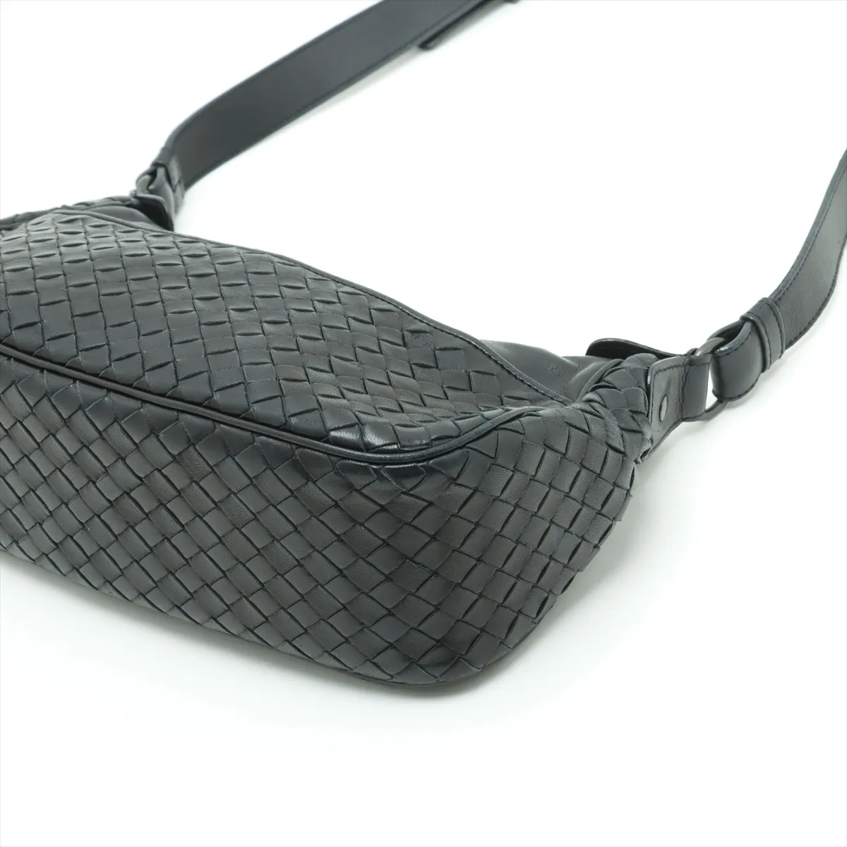 Intrecciato Leather Shoulder Bag Black 143276 — view 3