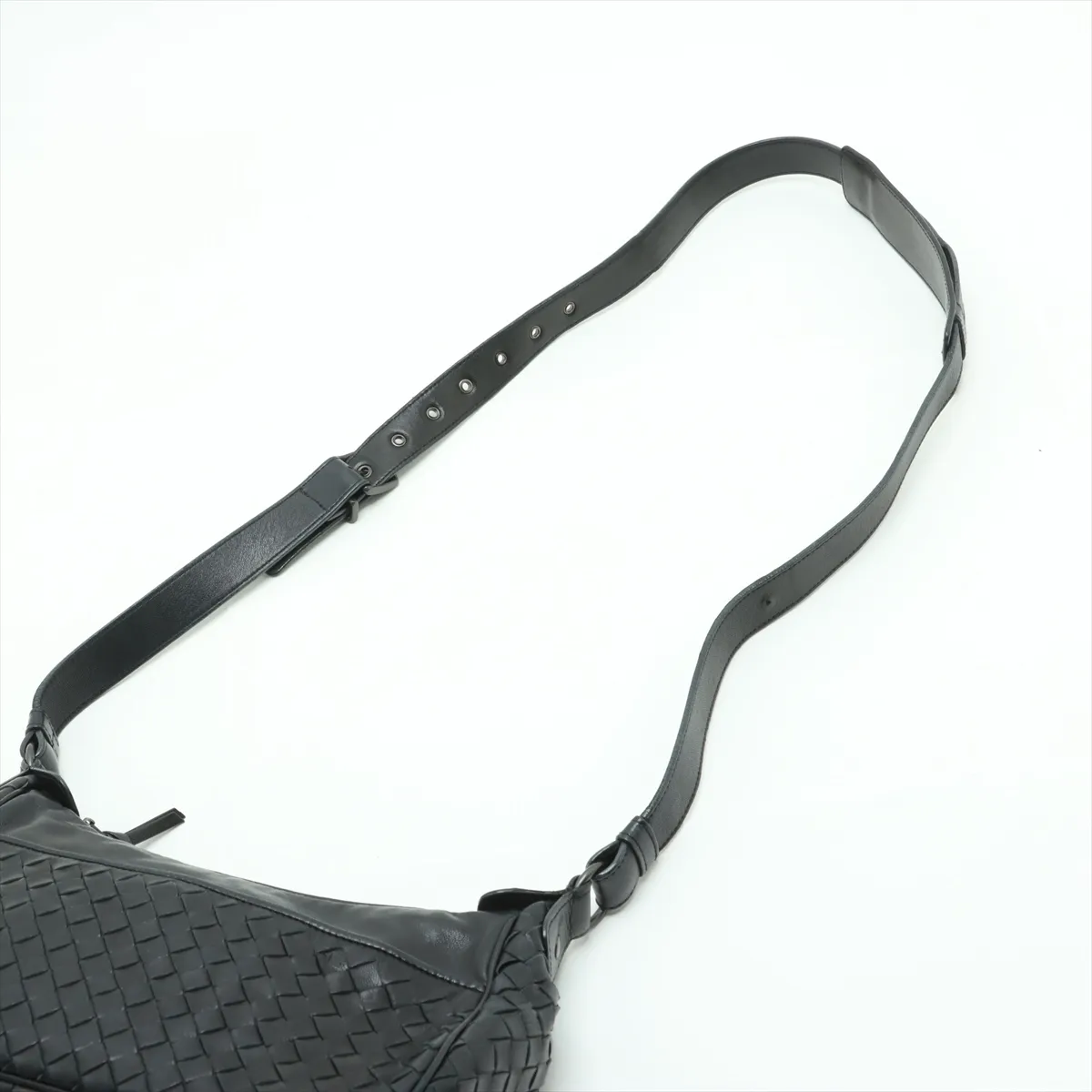 Intrecciato Leather Shoulder Bag Black 143276 — view 5