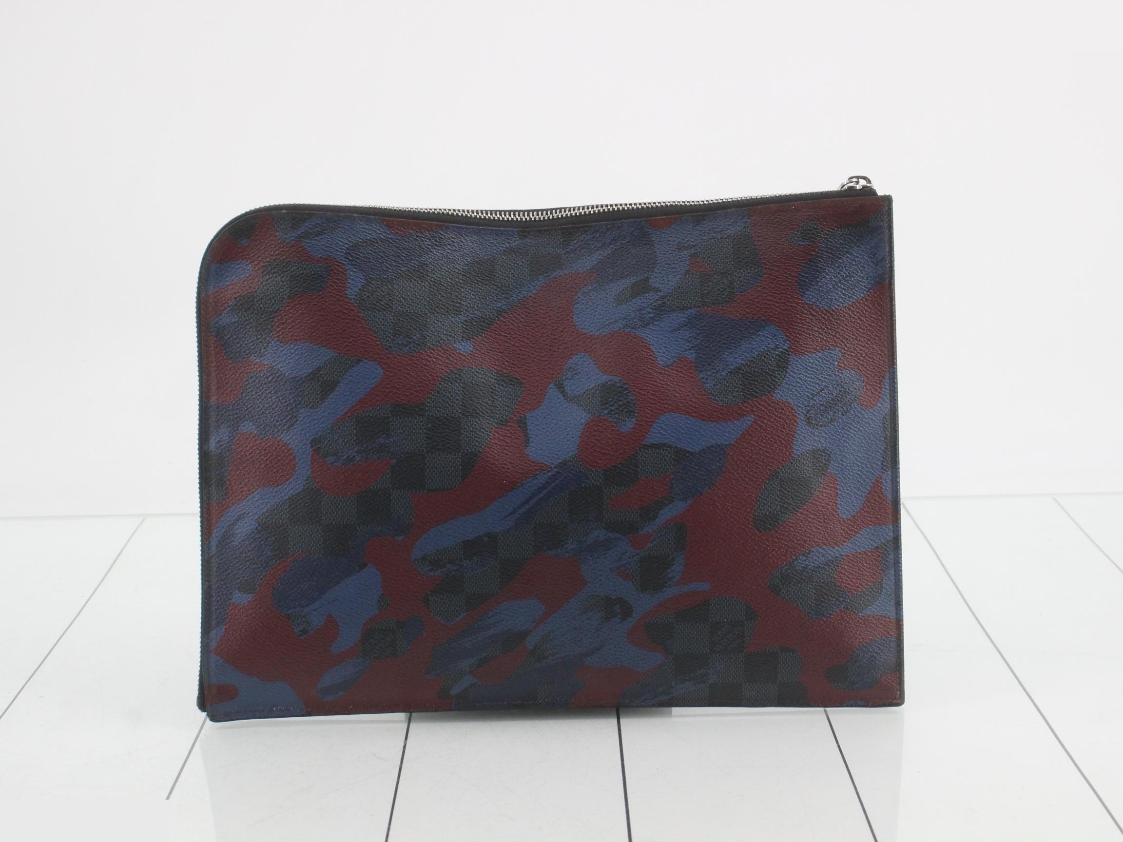 Damier Cobalt Pochette Jour GM Camouflage Clutch Bag — view 2