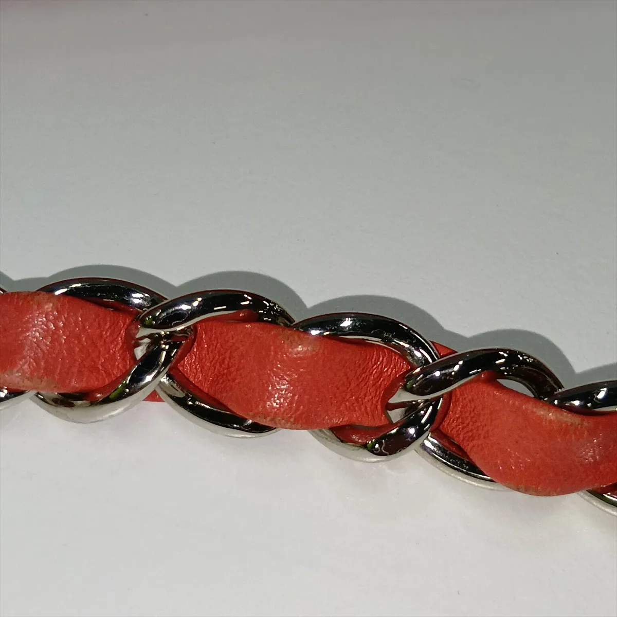 French Riviera Lambskin Single Flap Double Chain Bag, Perforated Red, Silver Hardware, 17422081, Serial Number 17 — view 11