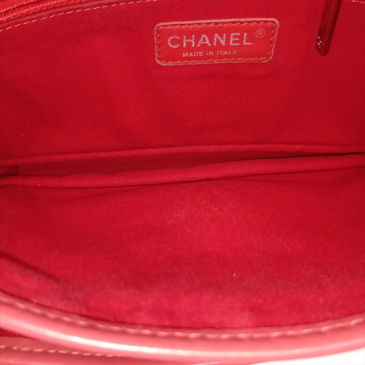 French Riviera Lambskin Single Flap Double Chain Bag, Perforated Red, Silver Hardware, 17422081, Serial Number 17 — view 14