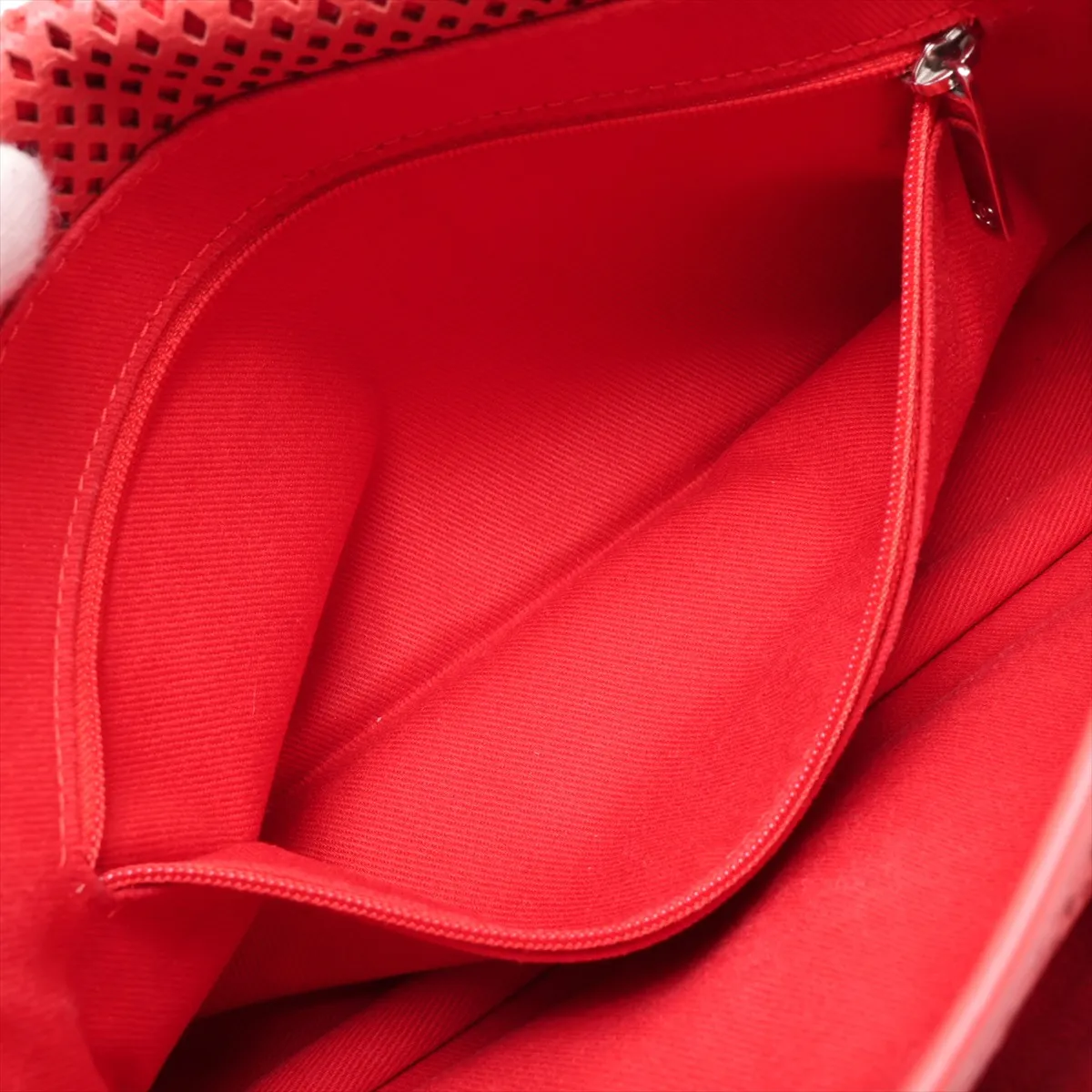 French Riviera Lambskin Single Flap Double Chain Bag, Perforated Red, Silver Hardware, 17422081, Serial Number 17 — view 8