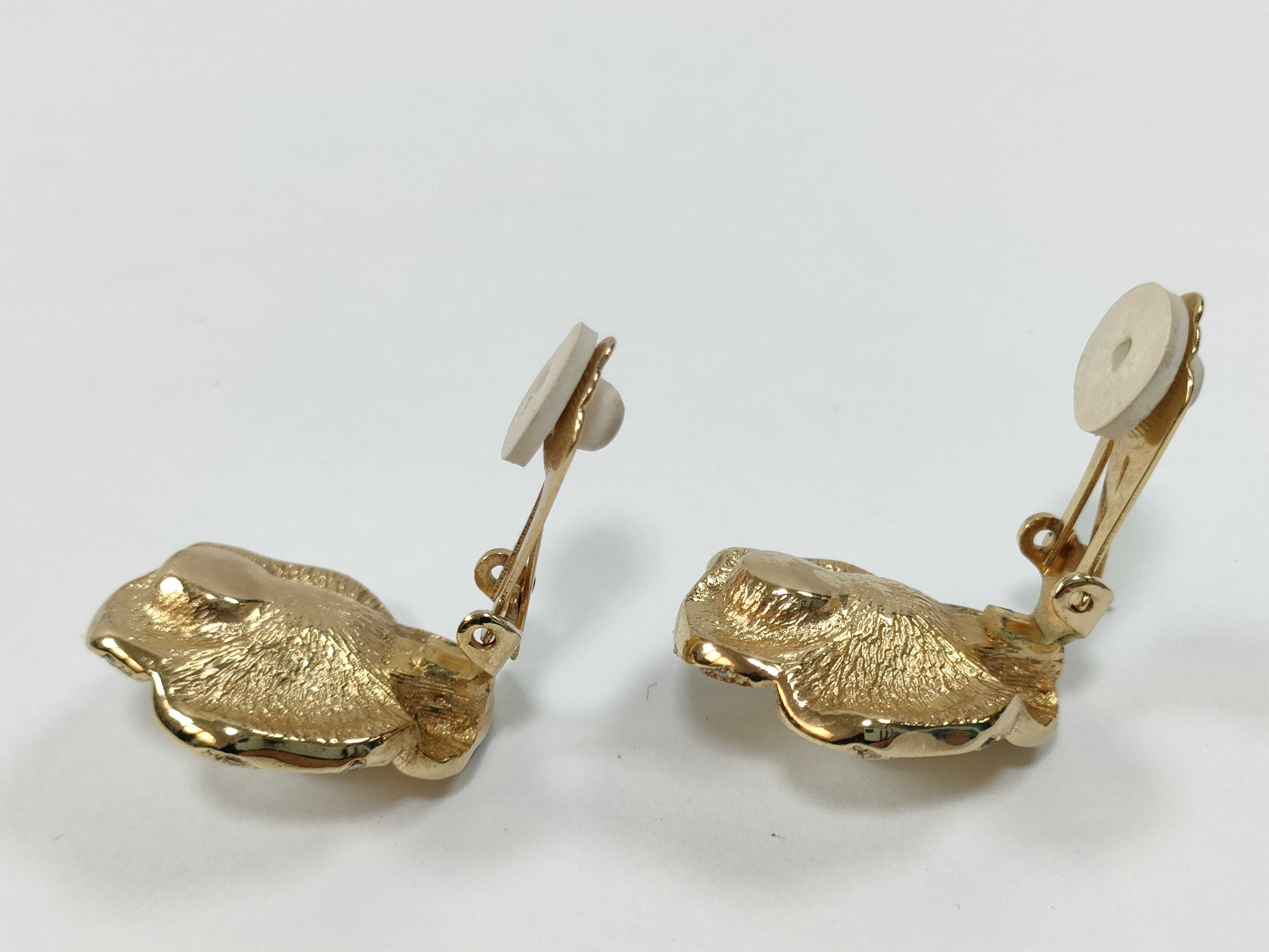 Pearl Flower Rhinestone Gold Earrings — view 4