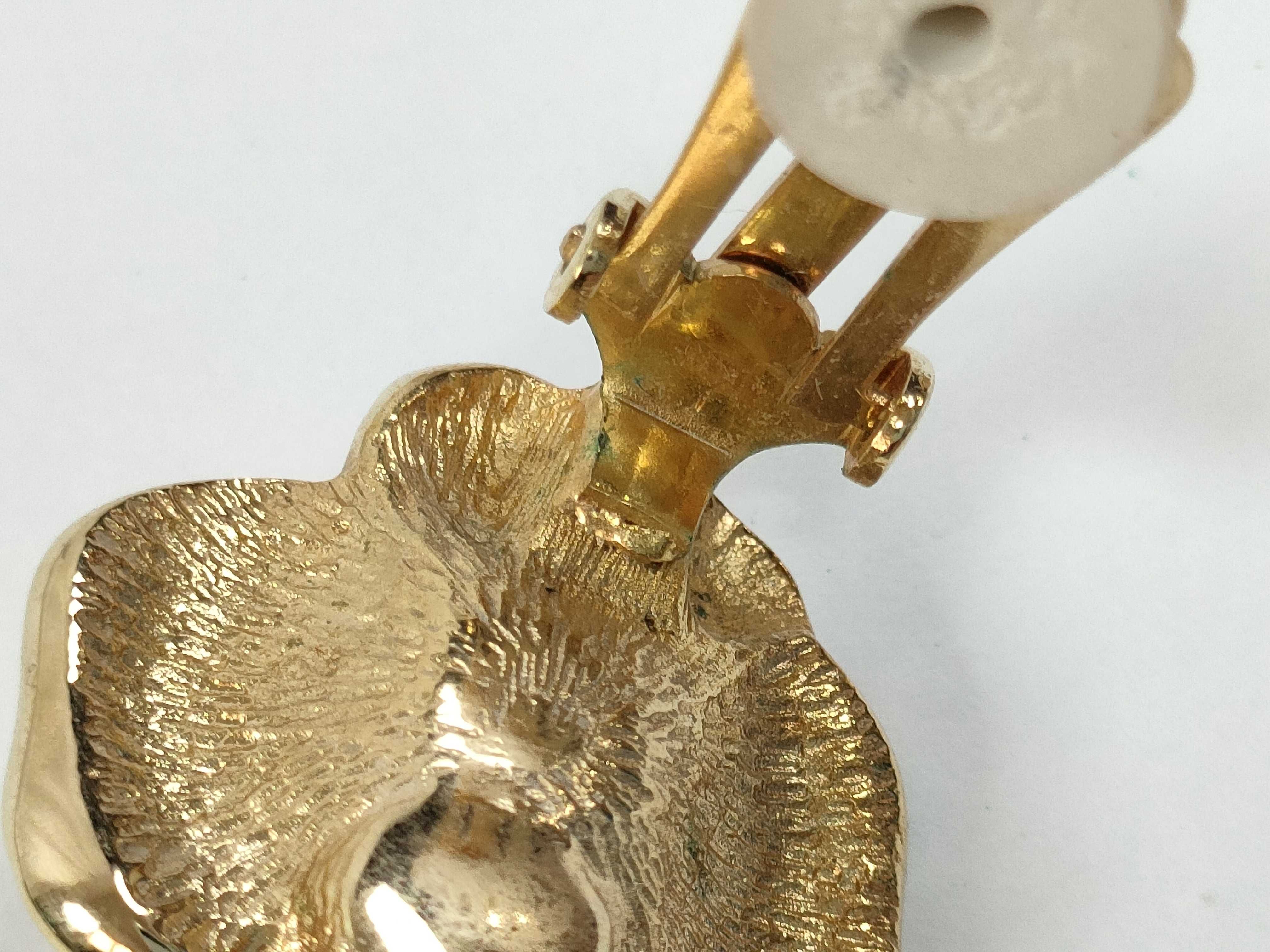 Pearl Flower Rhinestone Gold Earrings — view 6