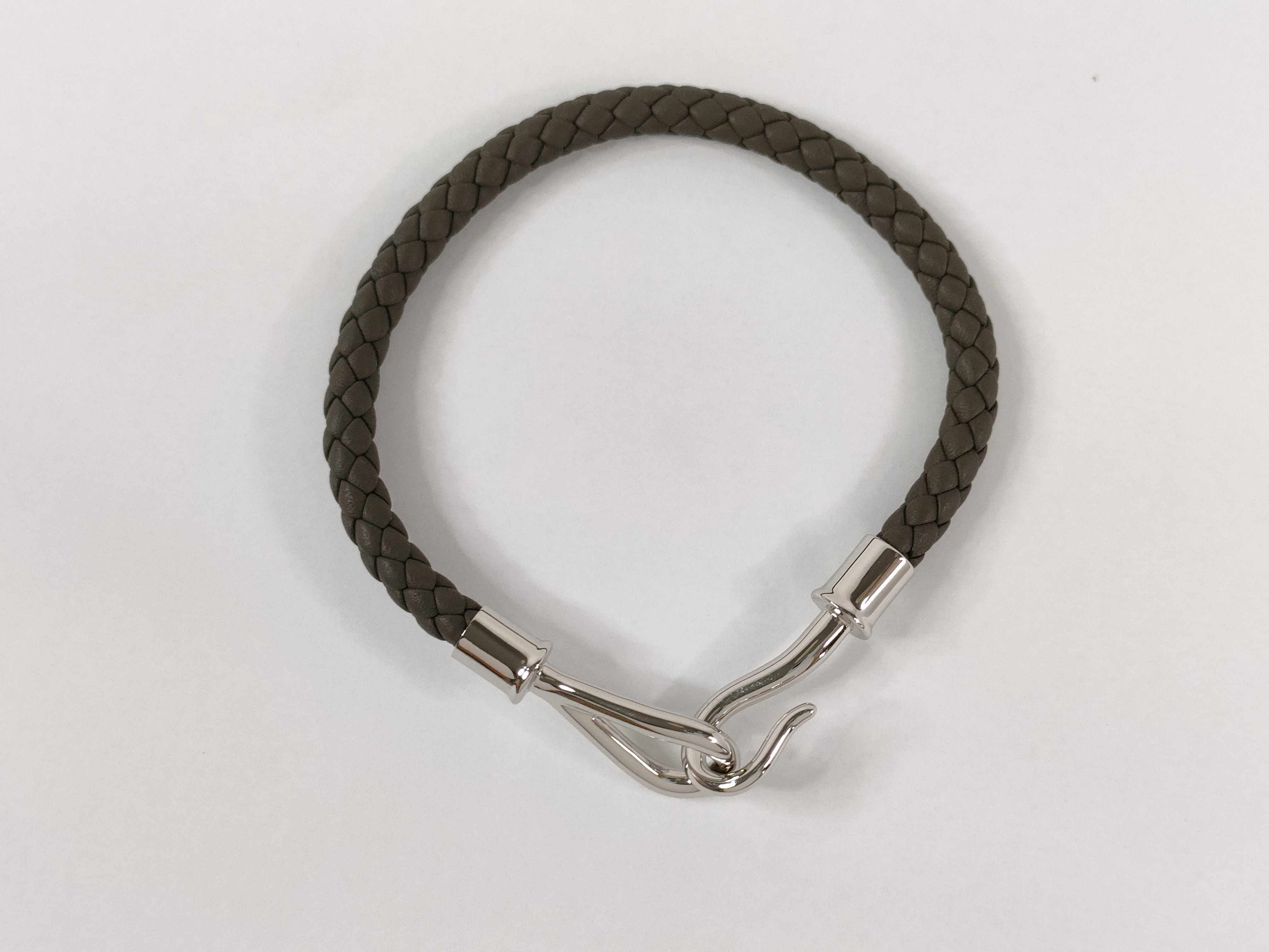 Jumbo Braided Bracelet, Dark Gray x Silver Hardware, Unused, Bracelet/Bangle — view 2