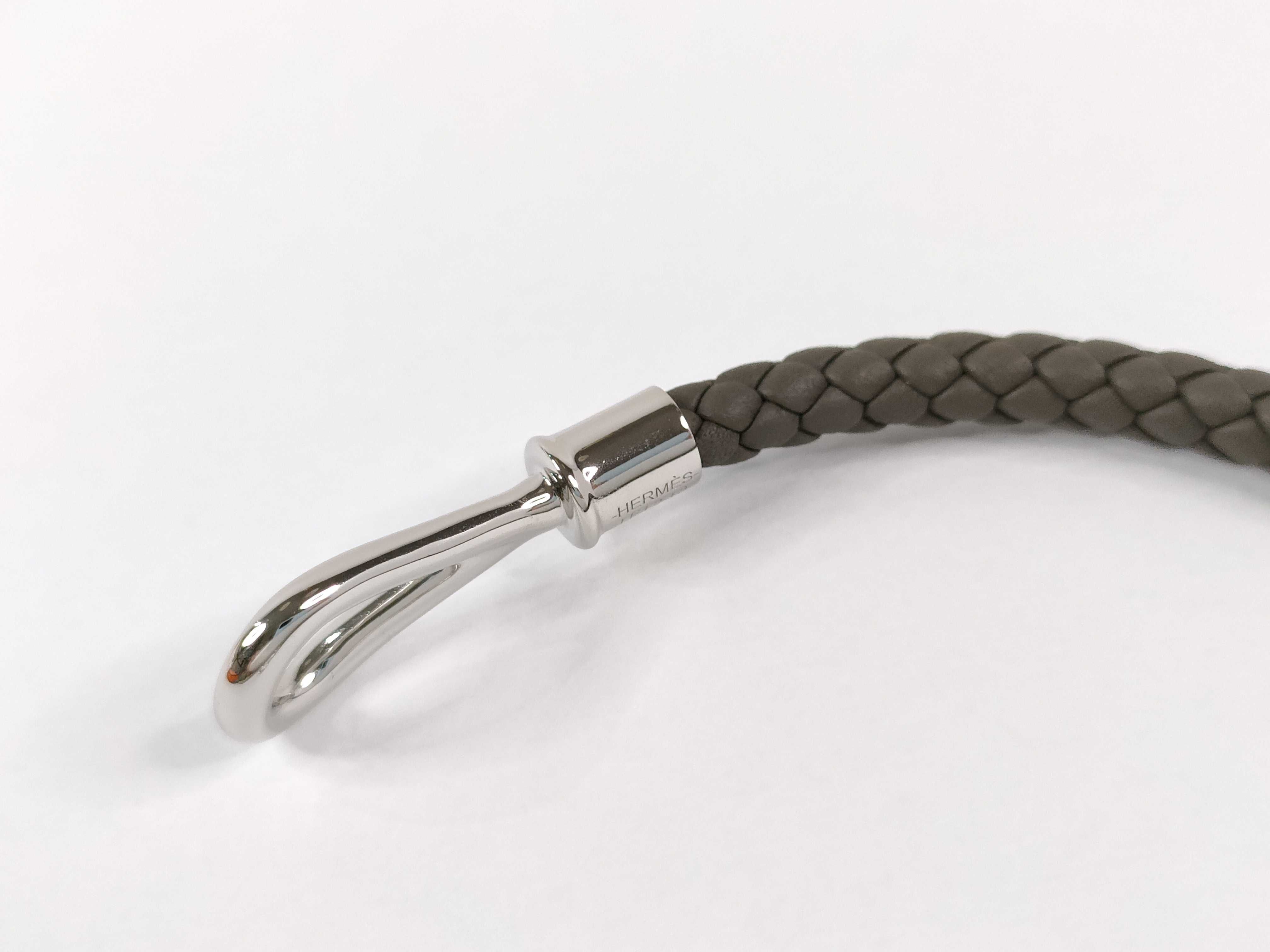 Jumbo Braided Bracelet, Dark Gray x Silver Hardware, Unused, Bracelet/Bangle — view 4