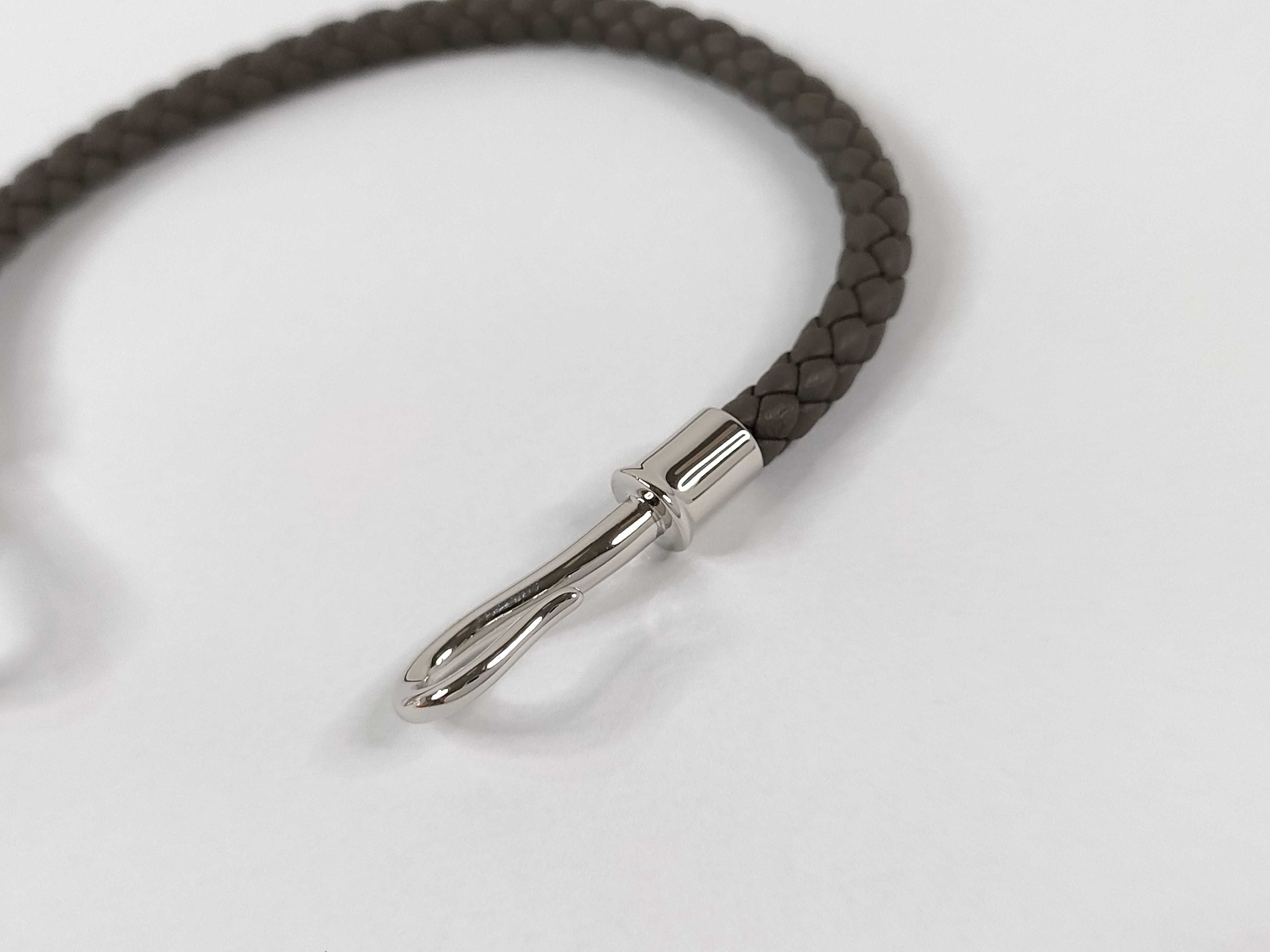 Jumbo Braided Bracelet, Dark Gray x Silver Hardware, Unused, Bracelet/Bangle — view 6