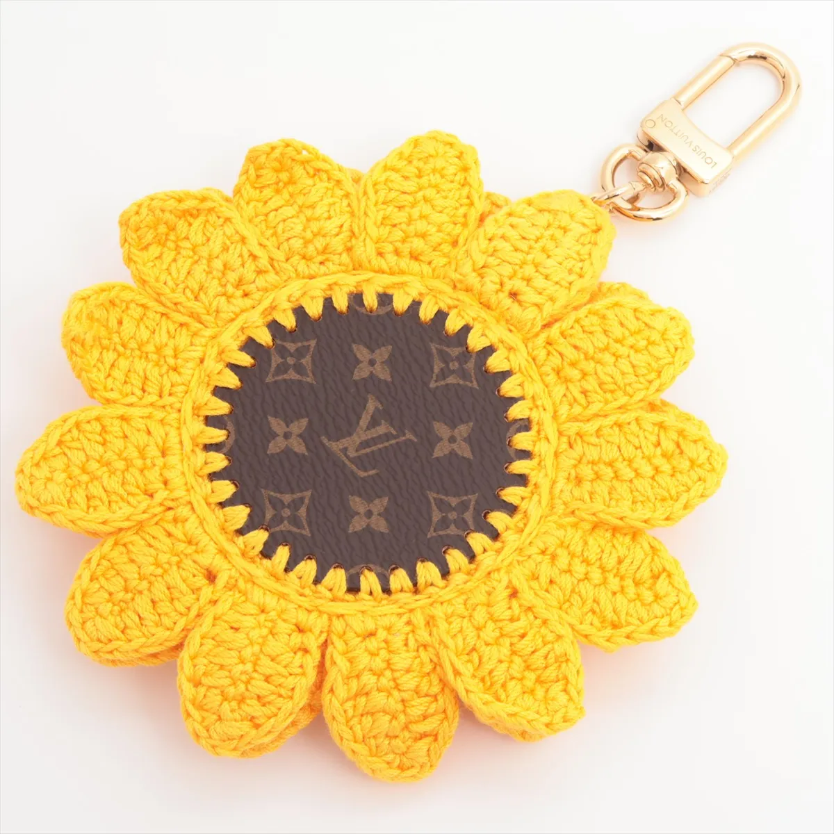 M02581 Bag Charm Sunflower Crochet CX1215 Charm Fabric x PVC Brown x Yellow — view 2