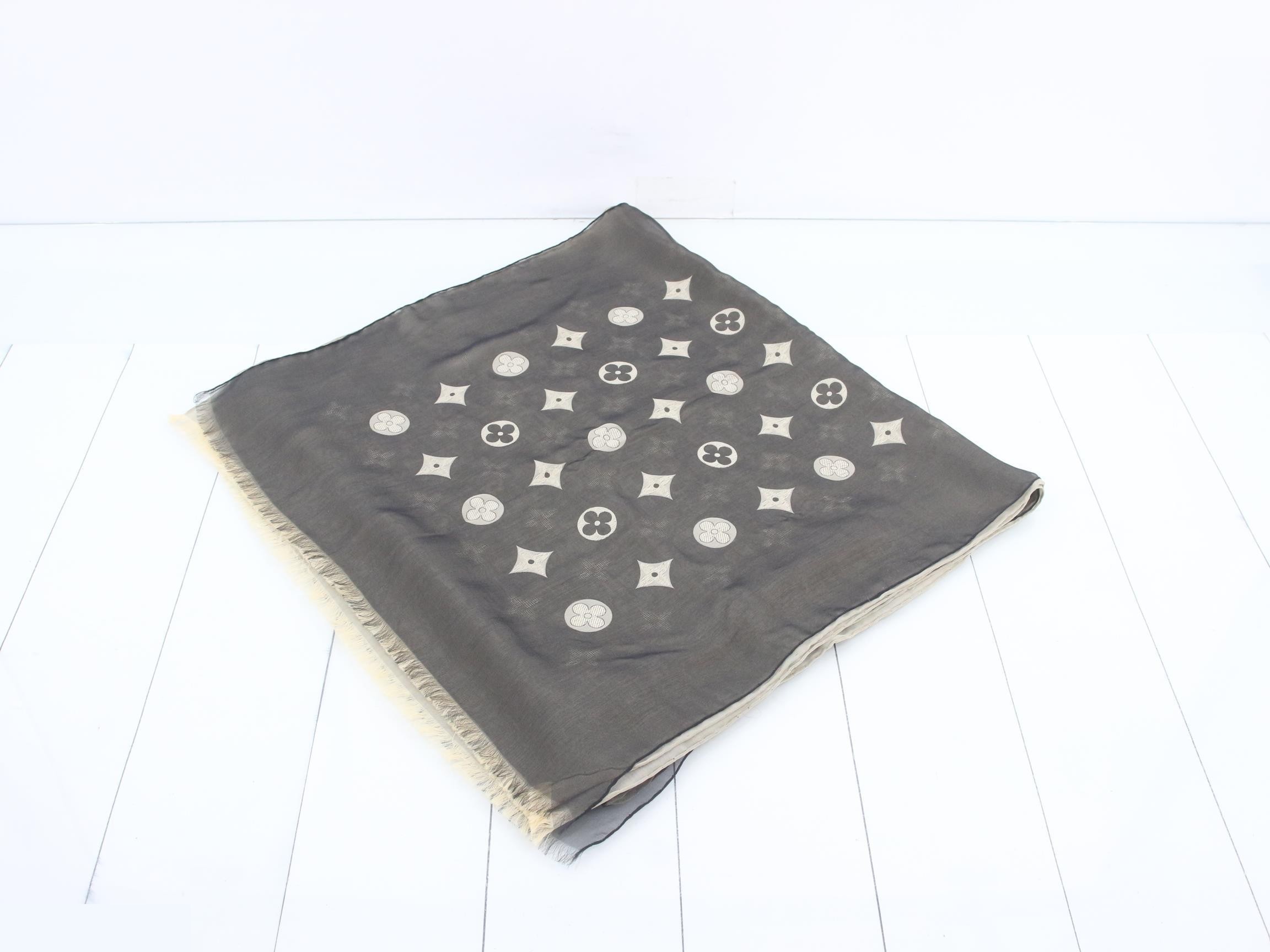 Monogram chiffon silk blend shawl