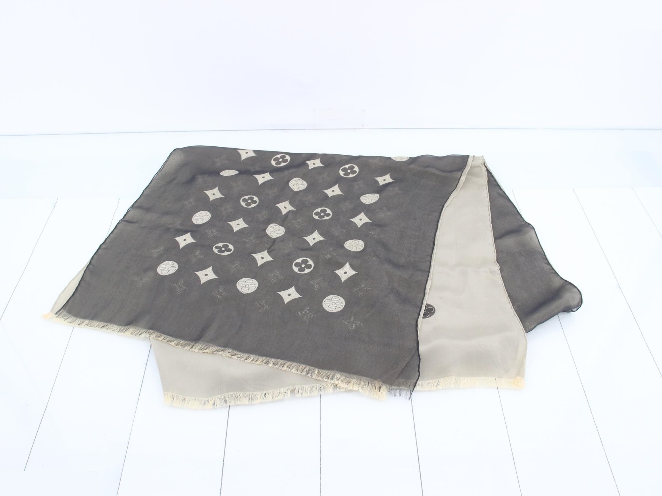 Monogram chiffon silk blend shawl — view 2
