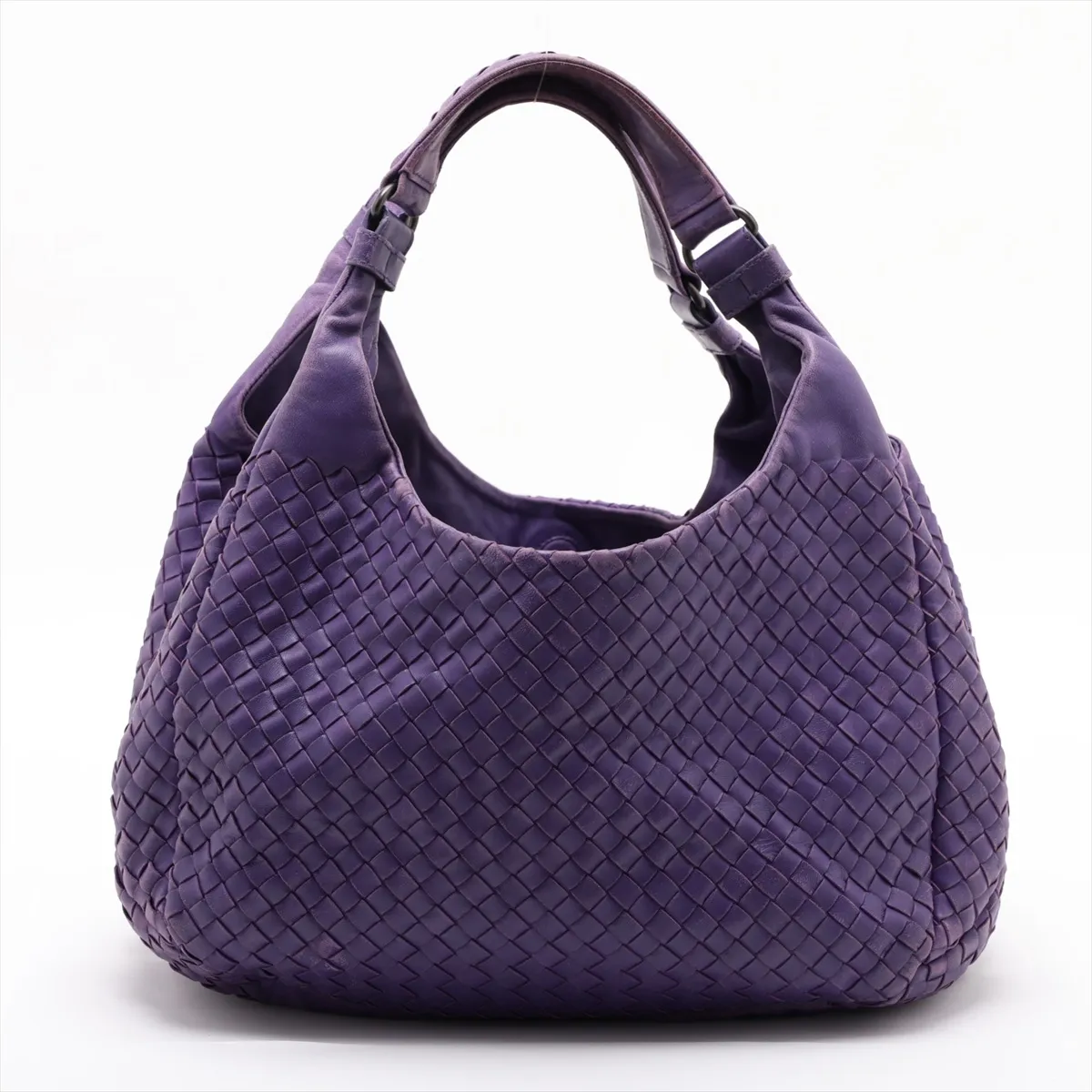 Intrecciato Campana Leather Shoulder Bag, Purple, with Mirror