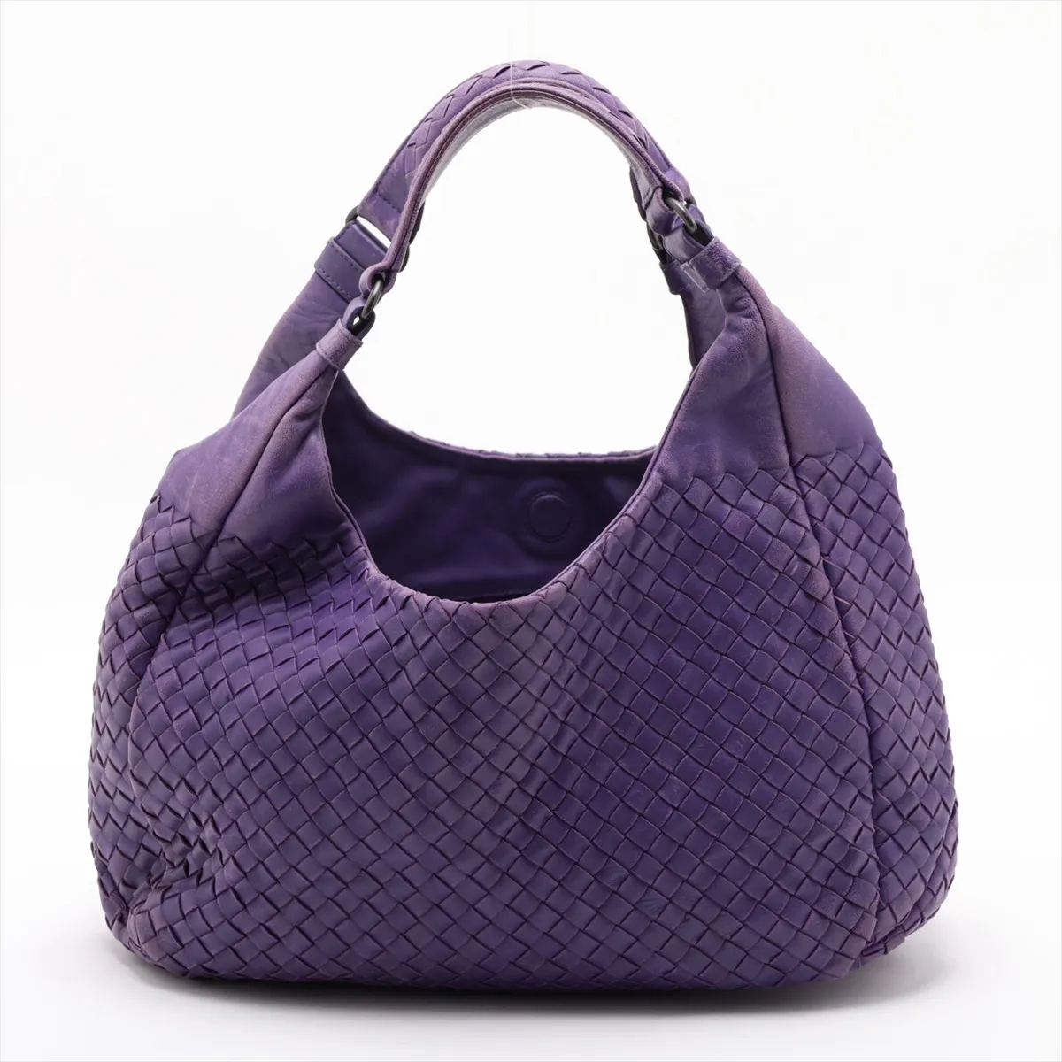 Intrecciato Campana Leather Shoulder Bag, Purple, with Mirror — view 2