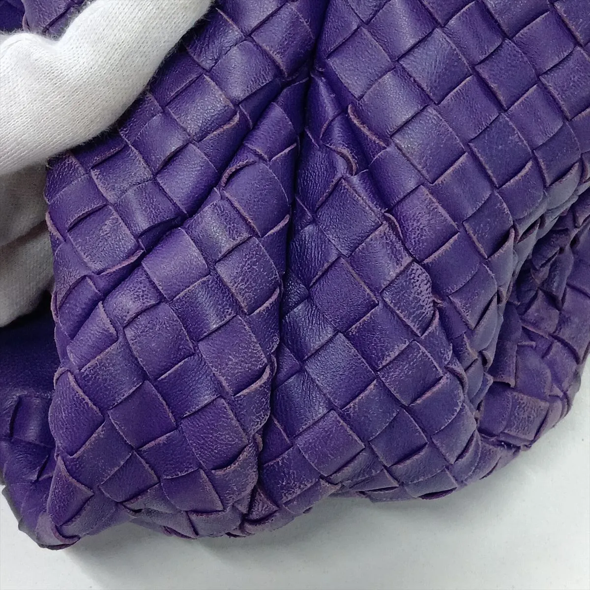 Intrecciato Campana Leather Shoulder Bag, Purple, with Mirror — view 11
