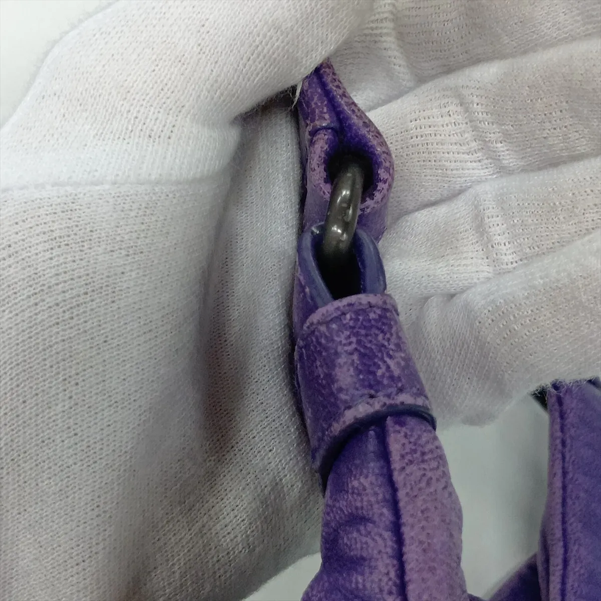 Intrecciato Campana Leather Shoulder Bag, Purple, with Mirror — view 12