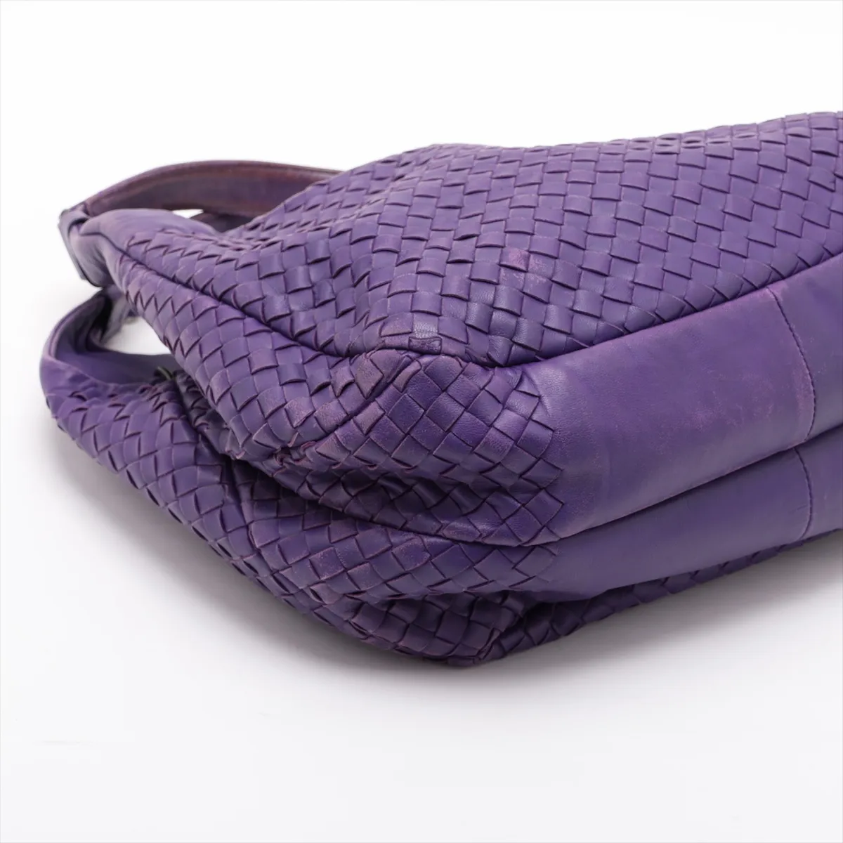 Intrecciato Campana Leather Shoulder Bag, Purple, with Mirror — view 4