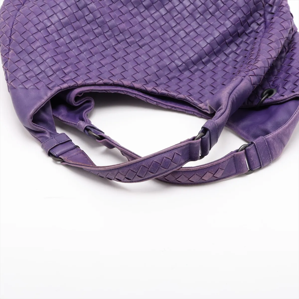 Intrecciato Campana Leather Shoulder Bag, Purple, with Mirror — view 5
