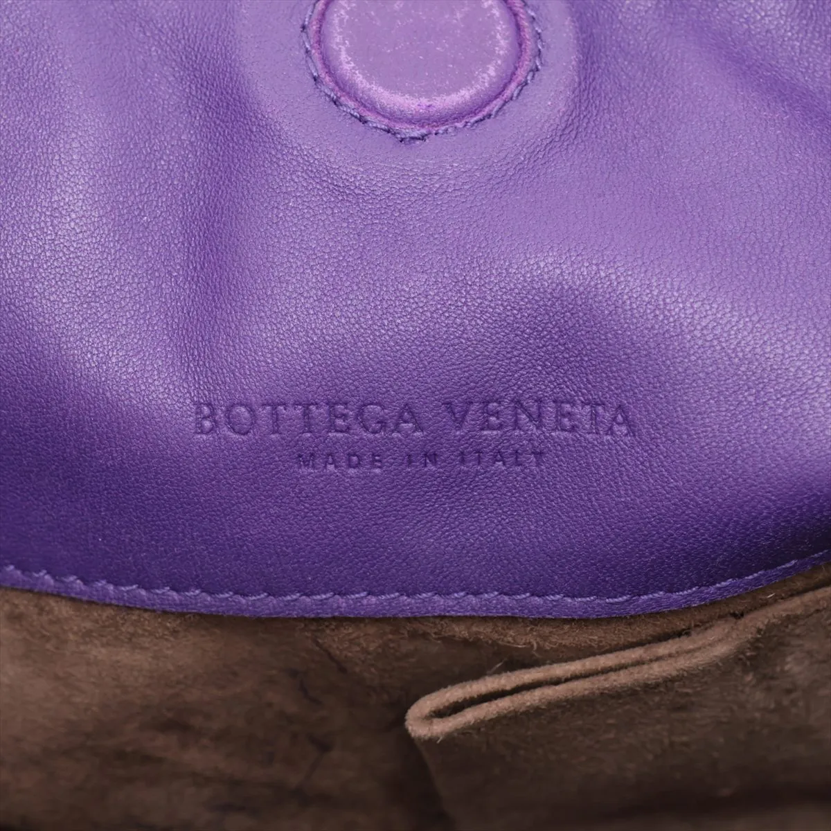 Intrecciato Campana Leather Shoulder Bag, Purple, with Mirror — view 9