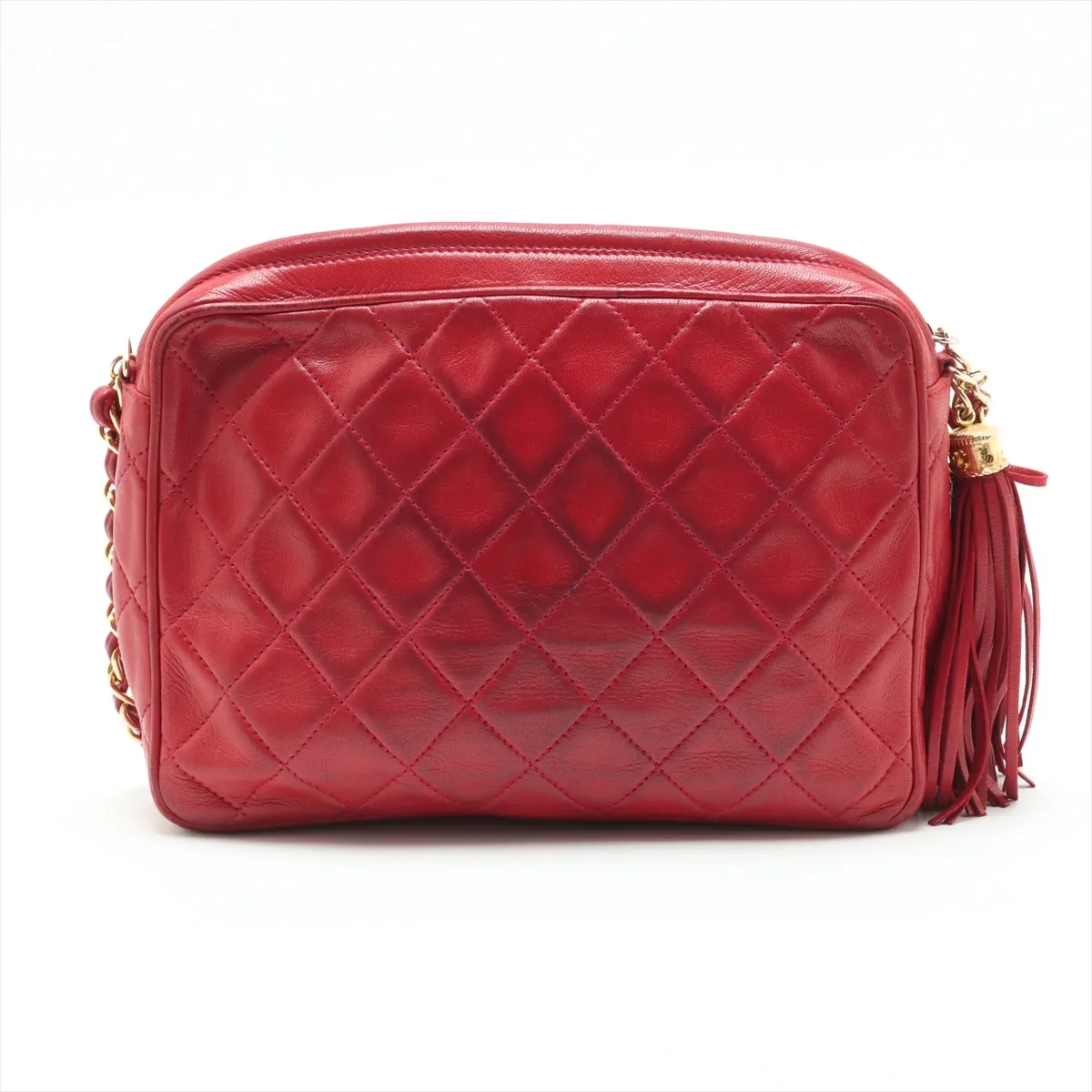 Matelasse Lambskin Chain Shoulder Bag Fringe Red Ruthenium Hardware 0909440 Series 0 — view 2