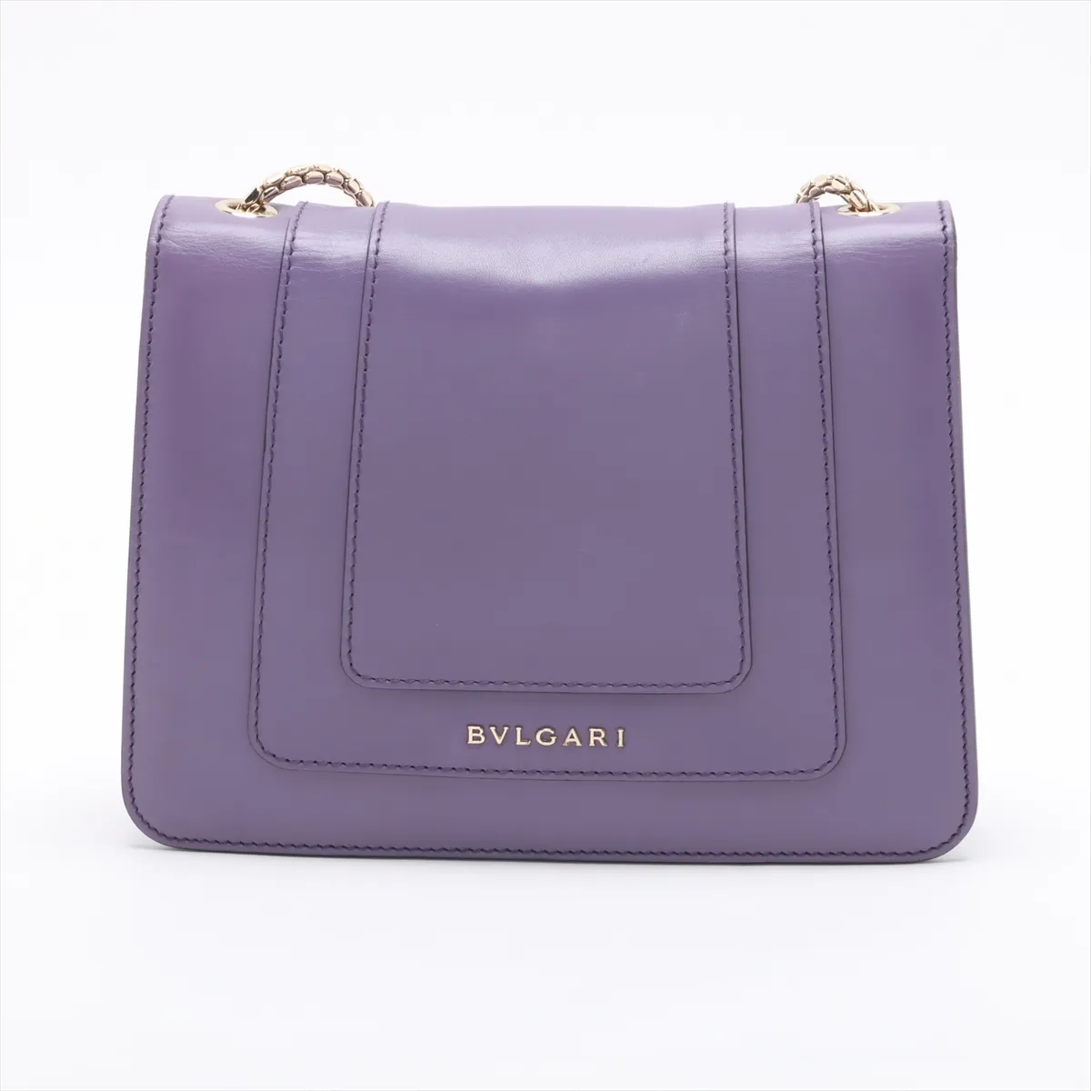 Serpenti Forever Leather Chain Shoulder Bag Purple with Mirror — view 2