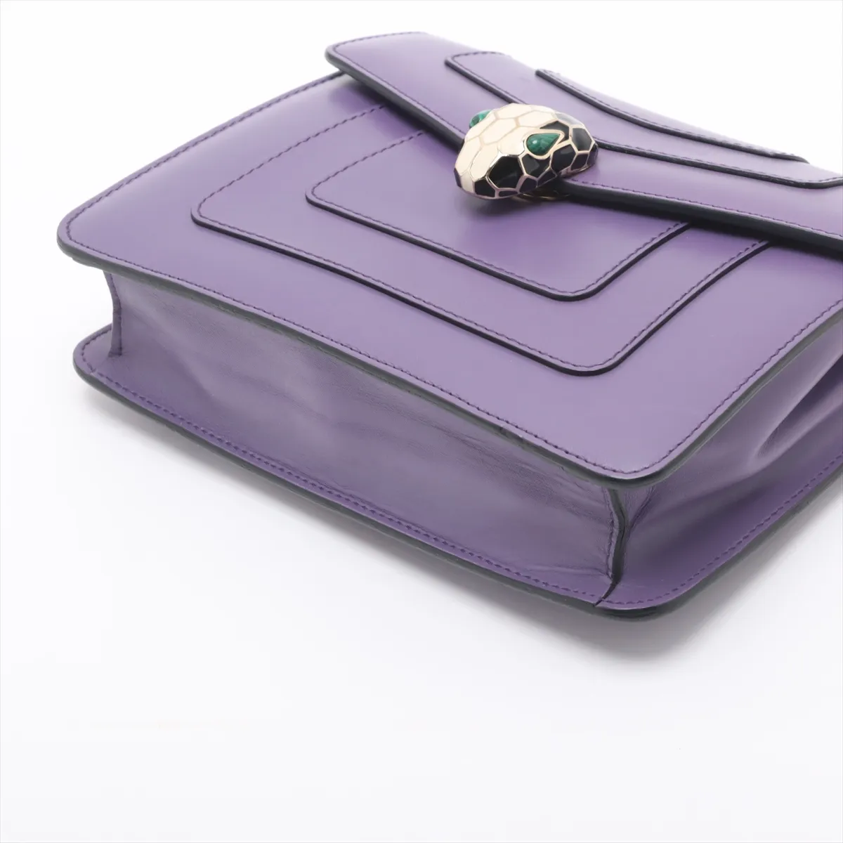 Serpenti Forever Leather Chain Shoulder Bag Purple with Mirror — view 3