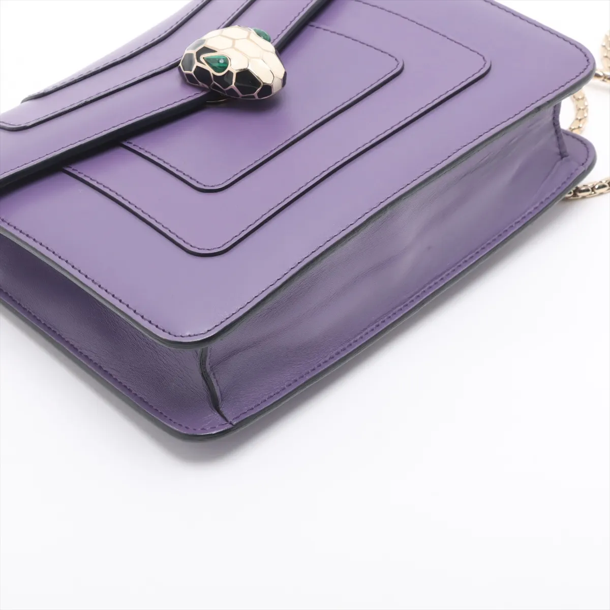 Serpenti Forever Leather Chain Shoulder Bag Purple with Mirror — view 4