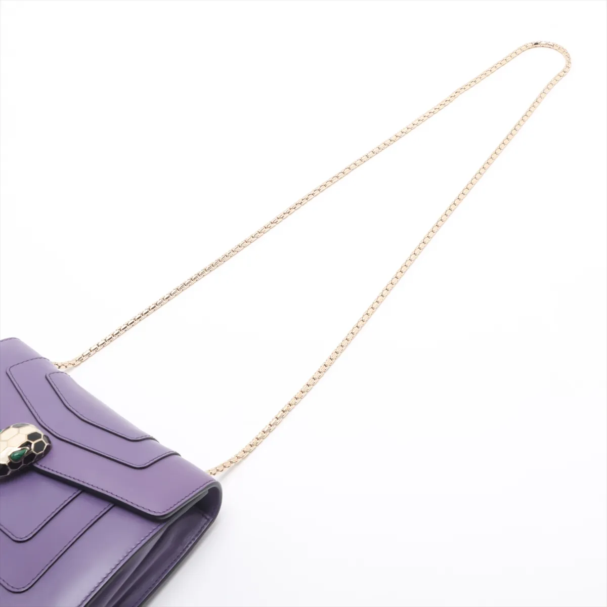 Serpenti Forever Leather Chain Shoulder Bag Purple with Mirror — view 5