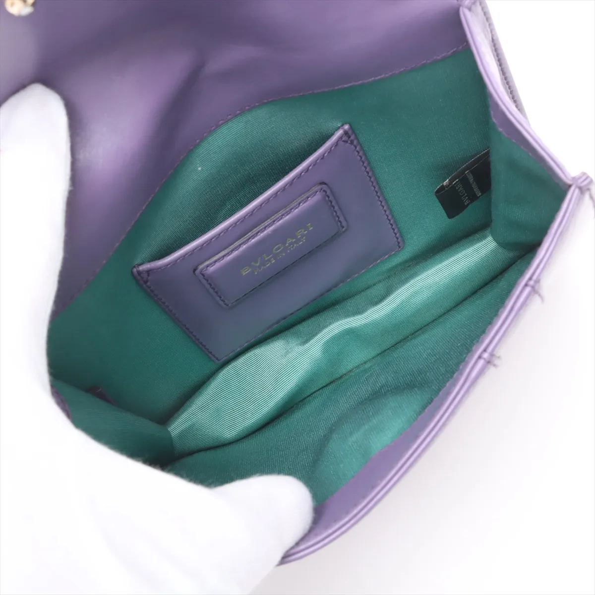 Serpenti Forever Leather Chain Shoulder Bag Purple with Mirror — view 6