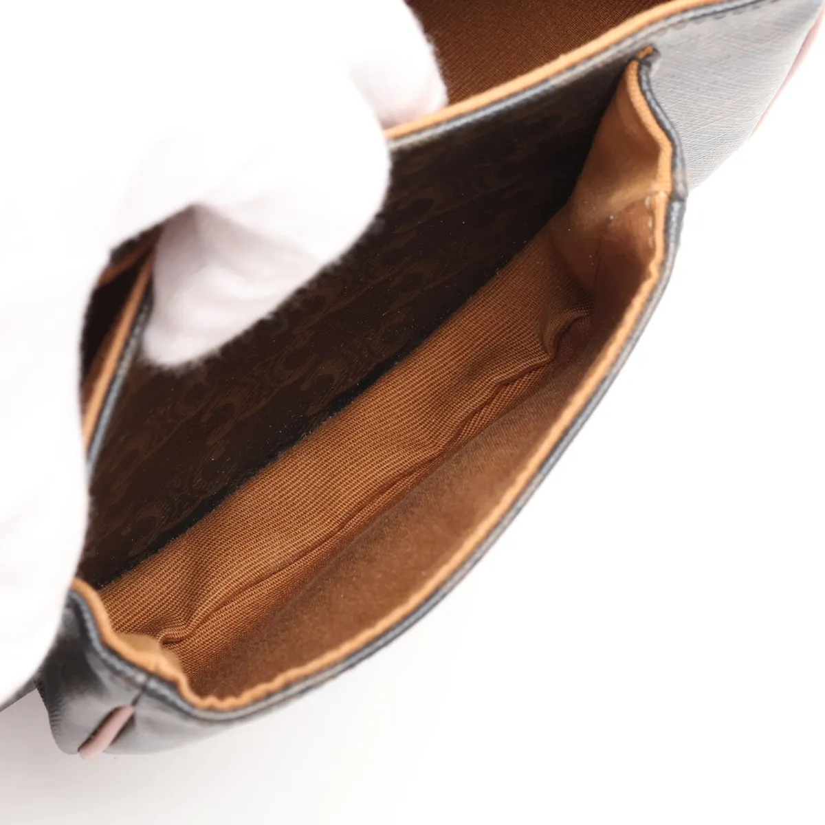 Triomphe Falco Medium PVC x Leather Shoulder Bag, Brown — view 8