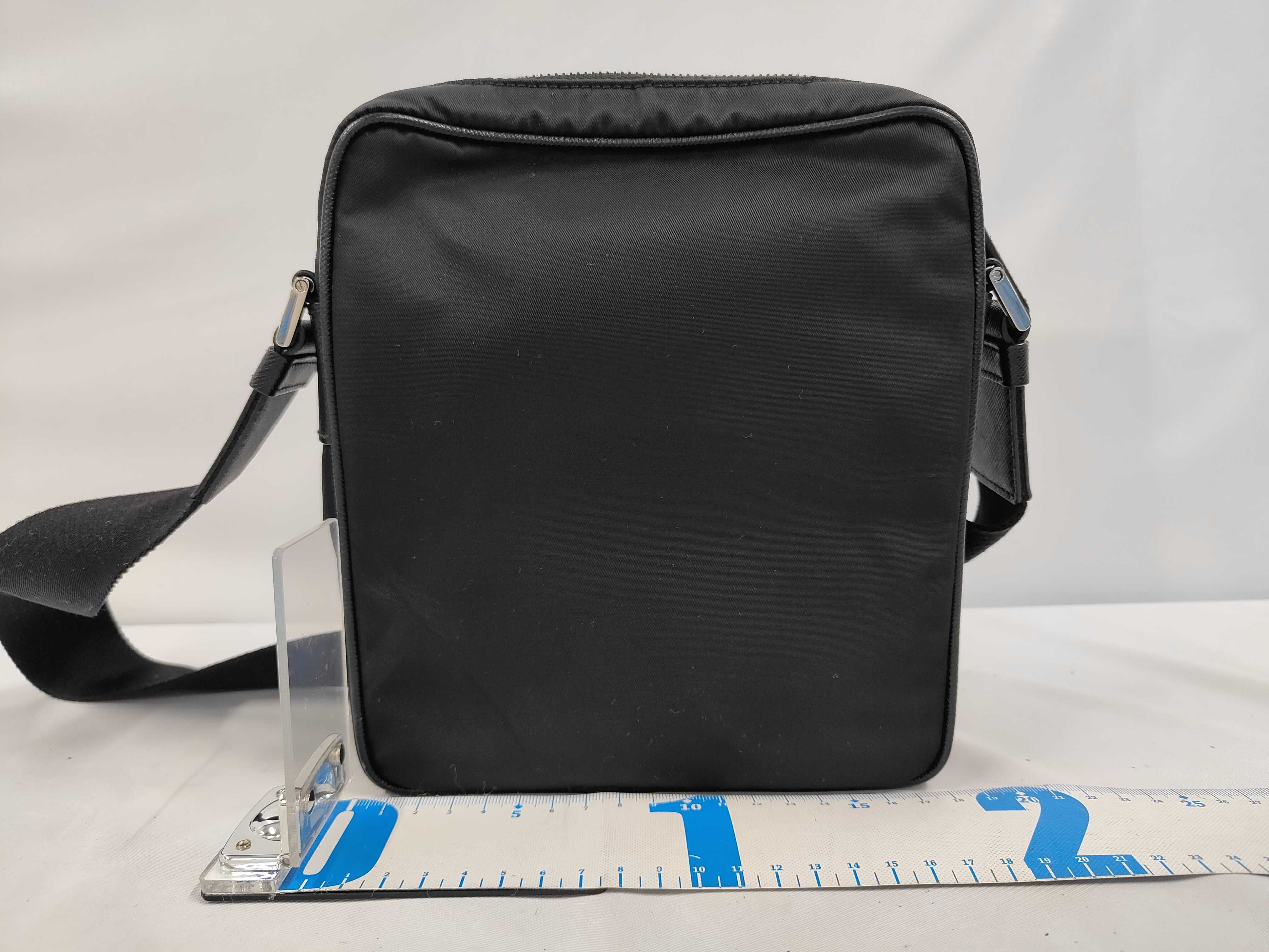 2VH112 Logo Shoulder Bag, Saffiano Nylon, Black Shoulder Bag — view 2