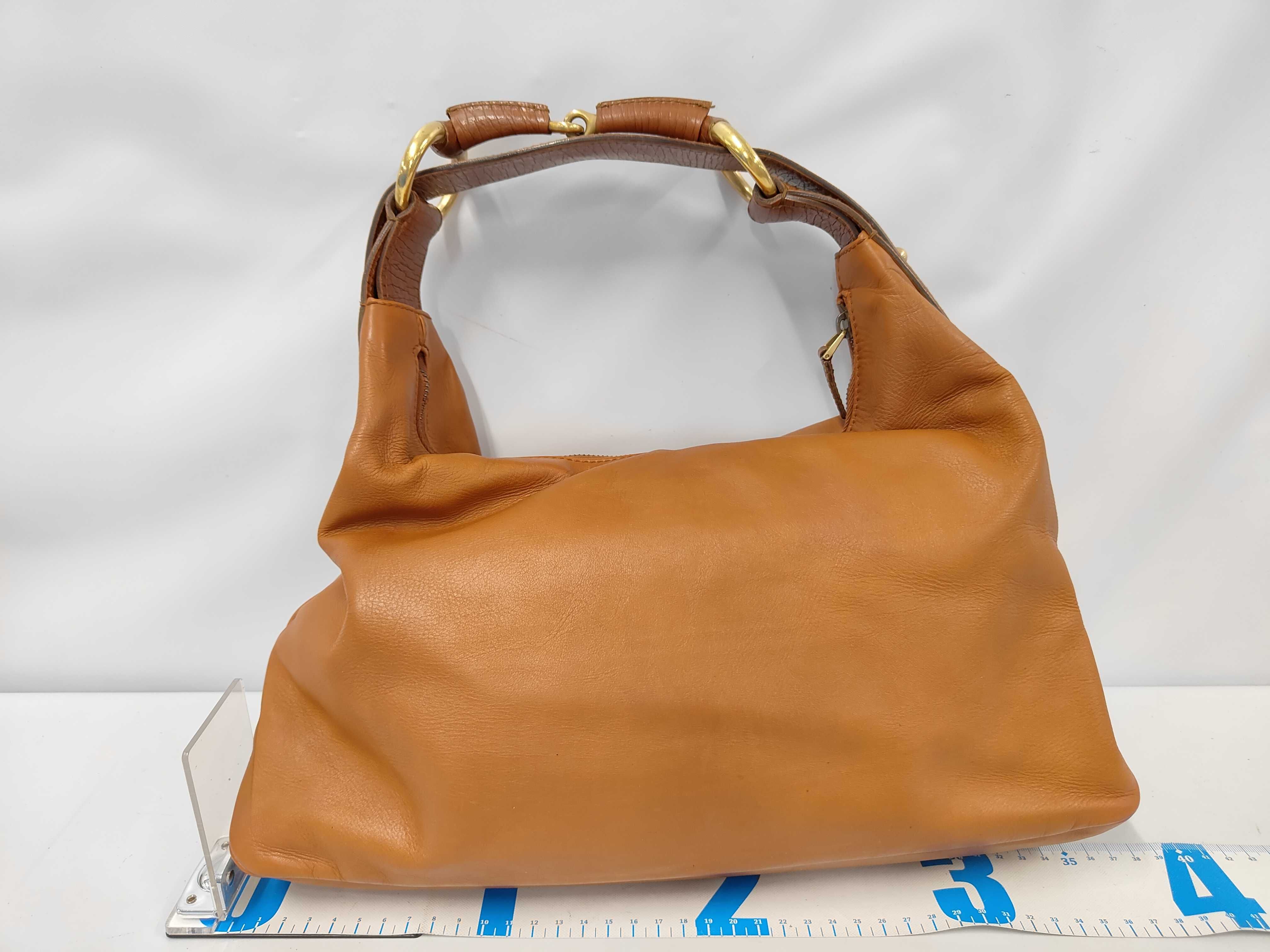 Horsebit Shoulder Bag, Leather, Camel, 115867 (Shoulder Bag) — view 2