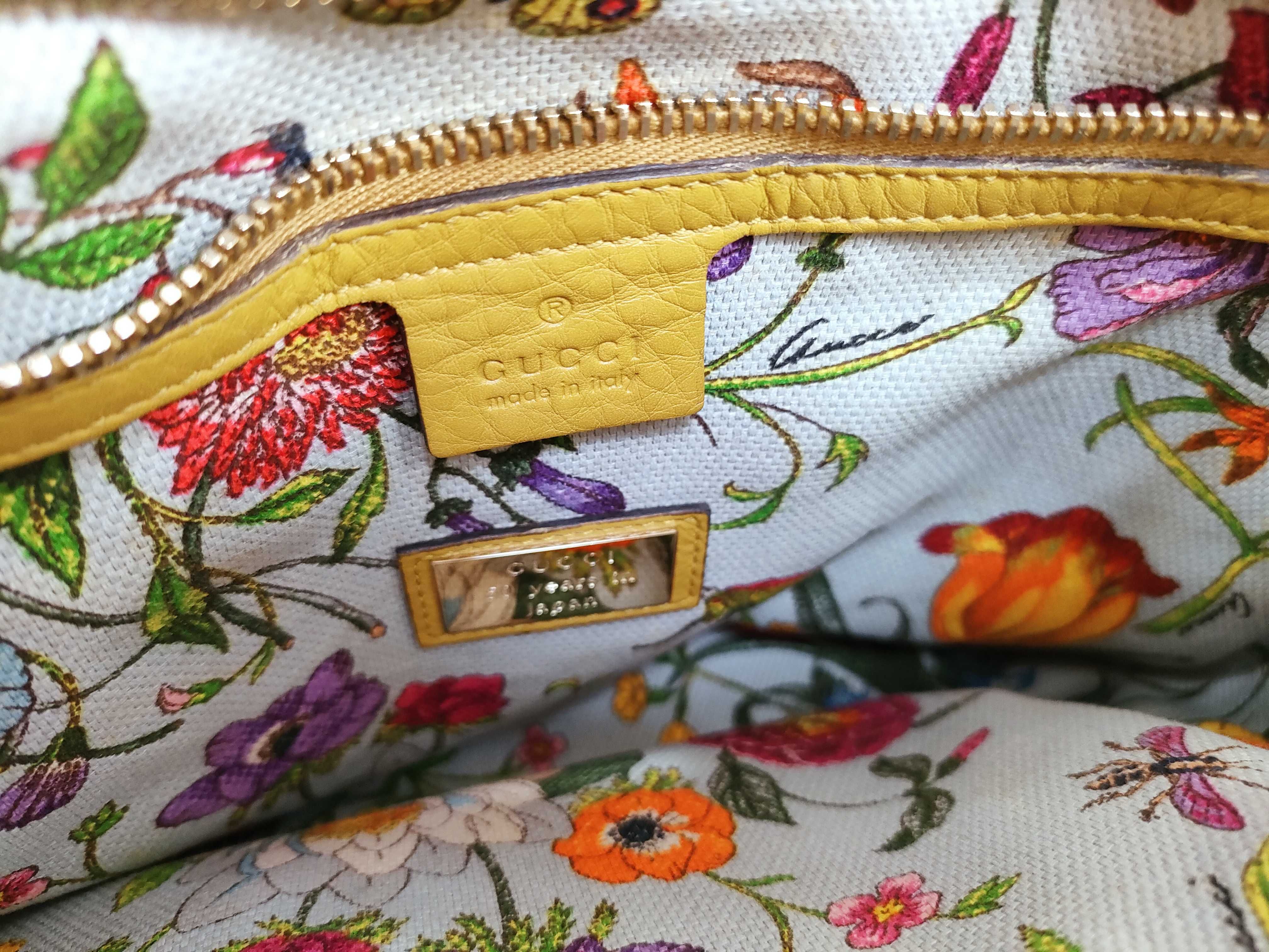 Bamboo Leather 2-Way Handbag, Yellow, 336032 (Handbag) — view 10