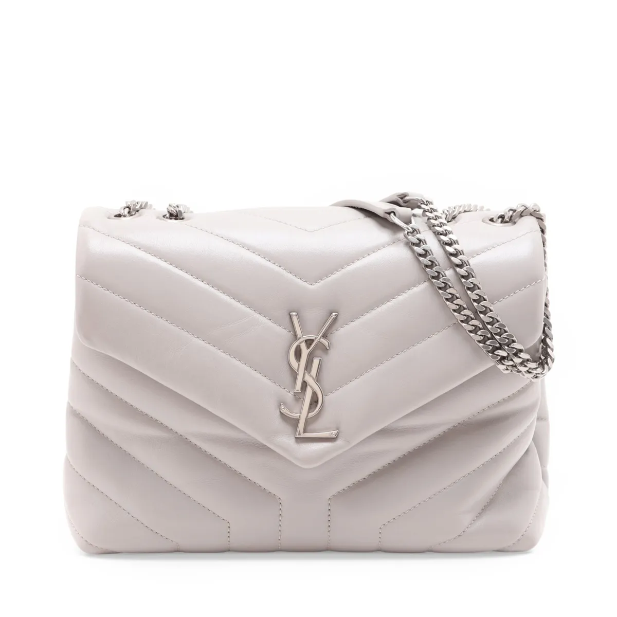 Loulou Leather Chain Shoulder Bag, Gray, 494699