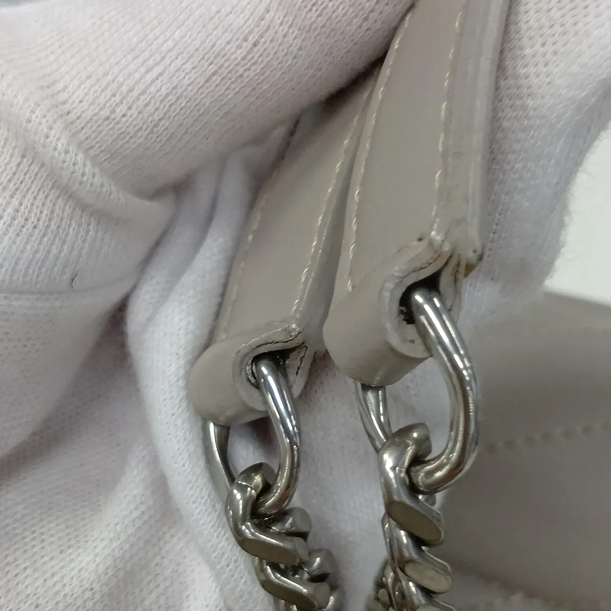 Loulou Leather Chain Shoulder Bag, Gray, 494699 — view 14