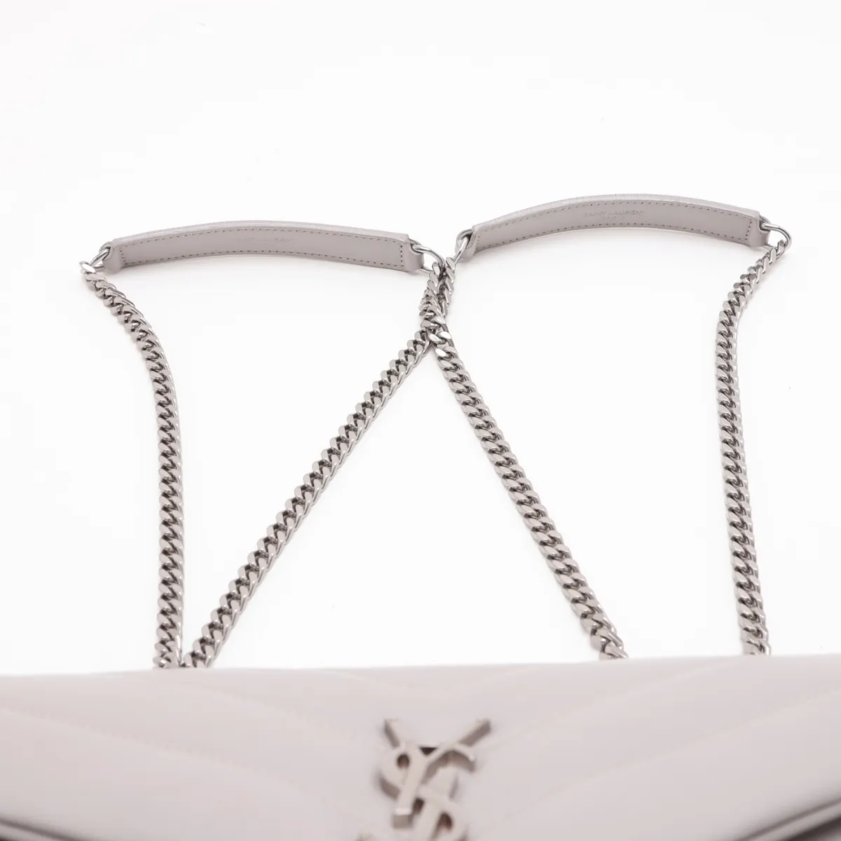 Loulou Leather Chain Shoulder Bag, Gray, 494699 — view 6