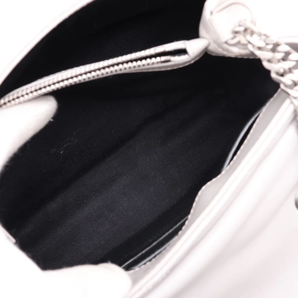 Loulou Leather Chain Shoulder Bag, Gray, 494699 — view 8