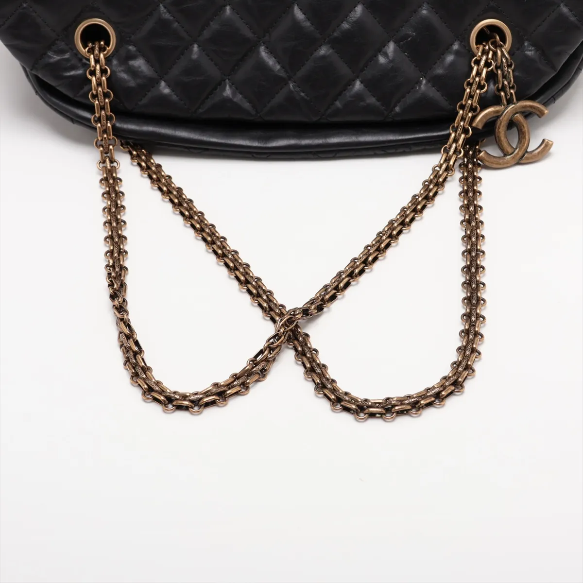 Mademoiselle Vintage Calf Chain Shoulder Bag, Black with Gold Hardware, 14173877, serial number in the 14 range. — view 5