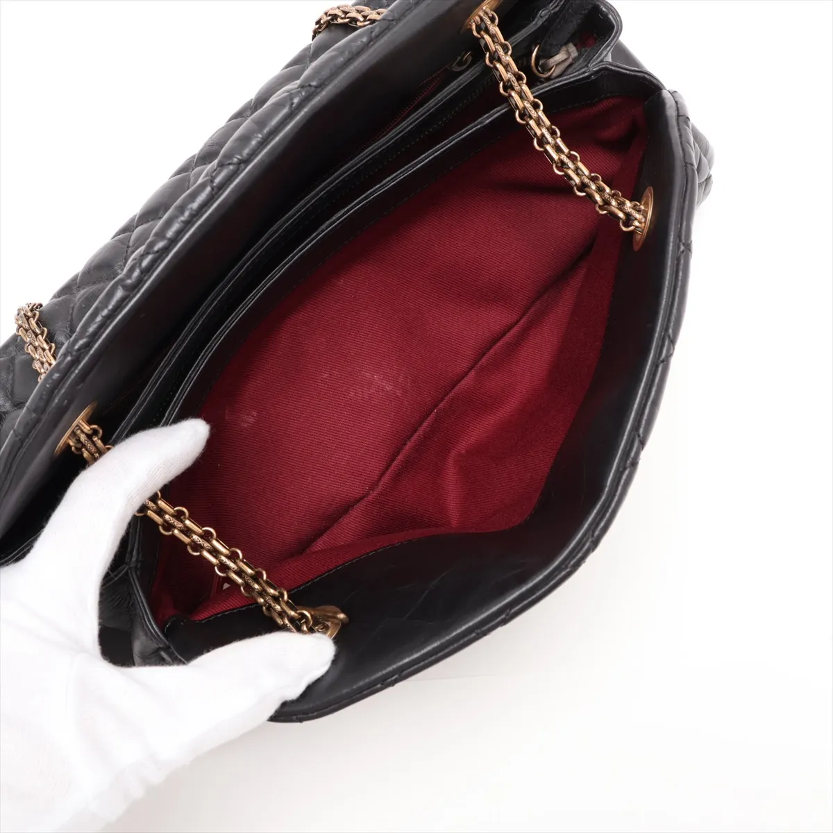 Mademoiselle Vintage Calf Chain Shoulder Bag, Black with Gold Hardware, 14173877, serial number in the 14 range. — view 8