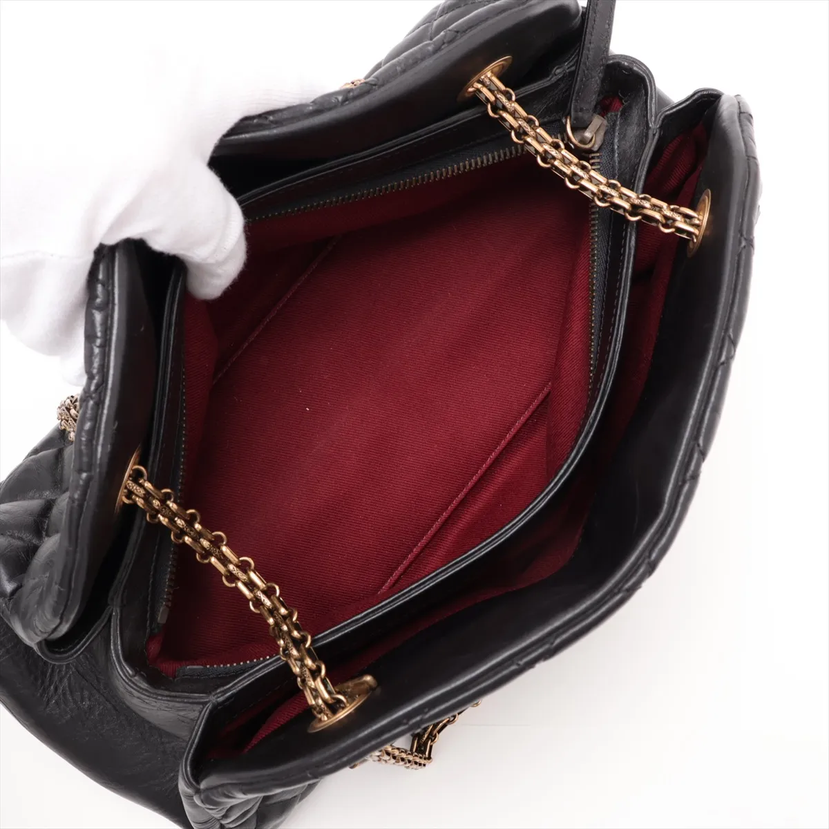 Mademoiselle Vintage Calf Chain Shoulder Bag, Black with Gold Hardware, 14173877, serial number in the 14 range. — view 9