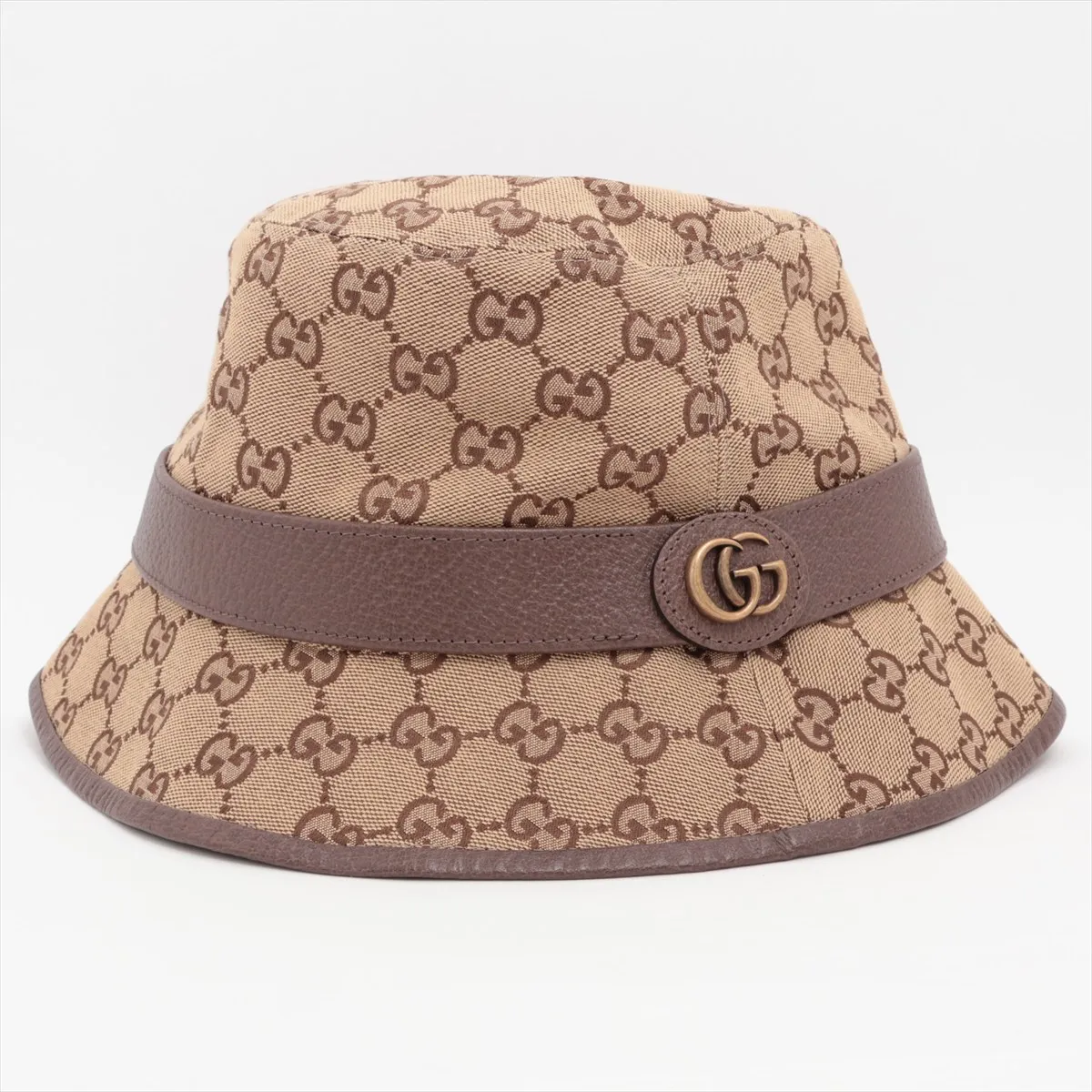576587 GG Canvas Bucket Hat, Size L, Cotton x Polyester, Beige. Shows signs of wear, — view 2